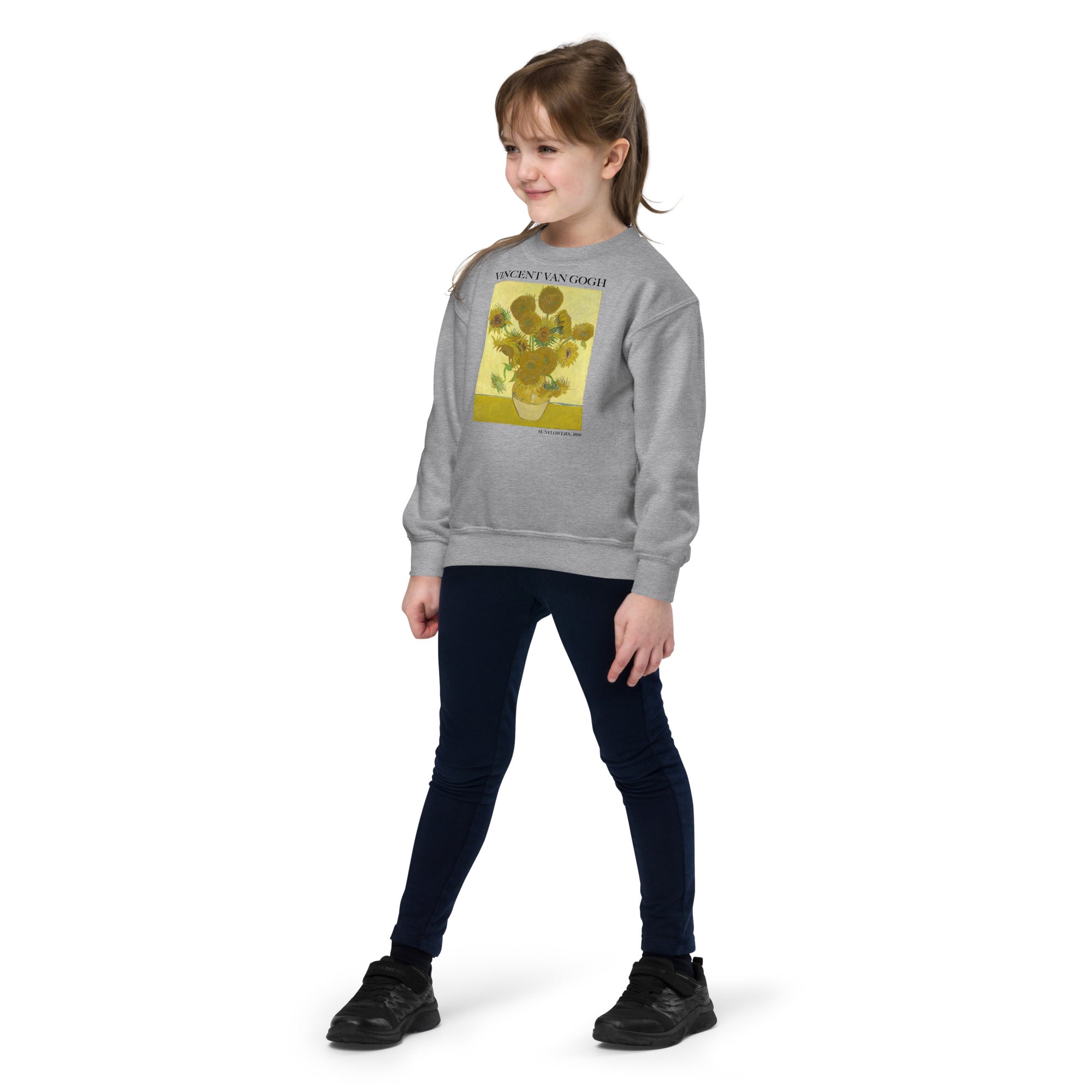 Rundhals-Sweatshirt „Sonnenblumen“ von Vincent van Gogh, berühmtes Gemälde, Premium-Kunst-Sweatshirt für Jugendliche