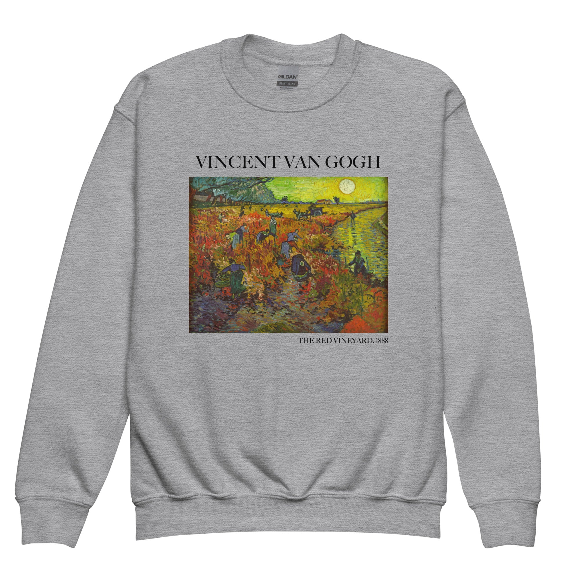 Rundhals-Sweatshirt „Der rote Weinberg“ von Vincent van Gogh, berühmtes Gemälde, Premium-Kunst-Sweatshirt für Jugendliche