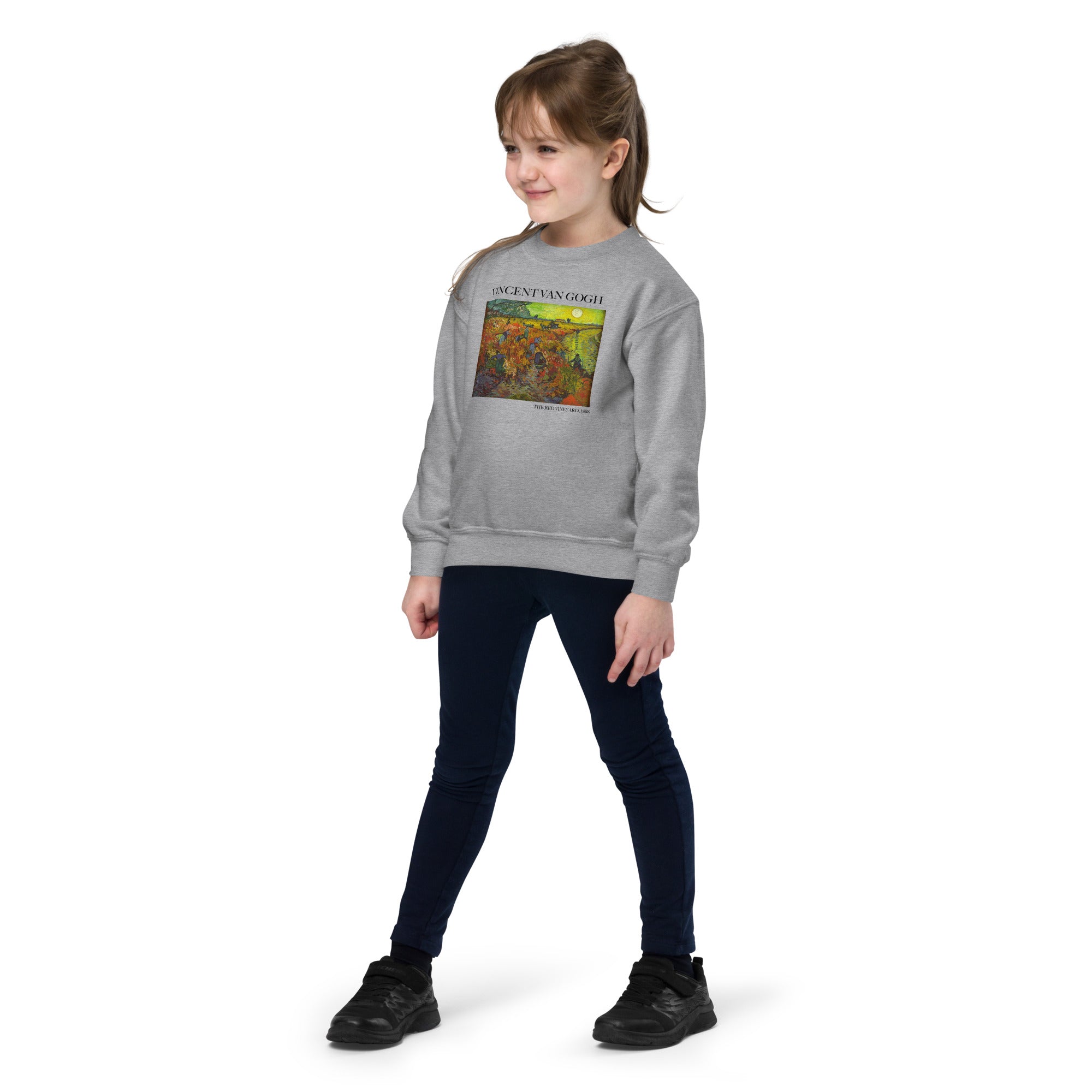 Rundhals-Sweatshirt „Der rote Weinberg“ von Vincent van Gogh, berühmtes Gemälde, Premium-Kunst-Sweatshirt für Jugendliche