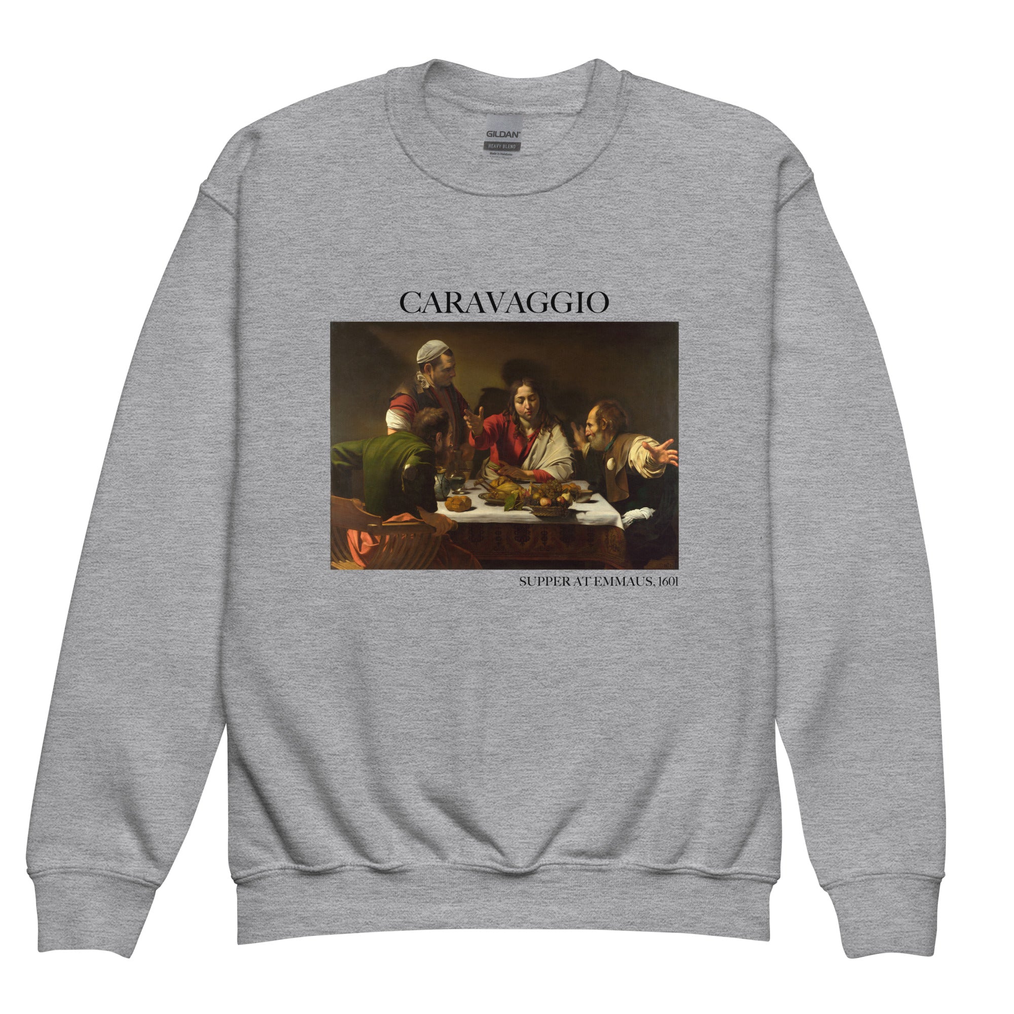 Caravaggio 'Abendmahl in Emmaus' Berühmtes Gemälde Rundhals-Sweatshirt | Premium Jugend Kunst Sweatshirt