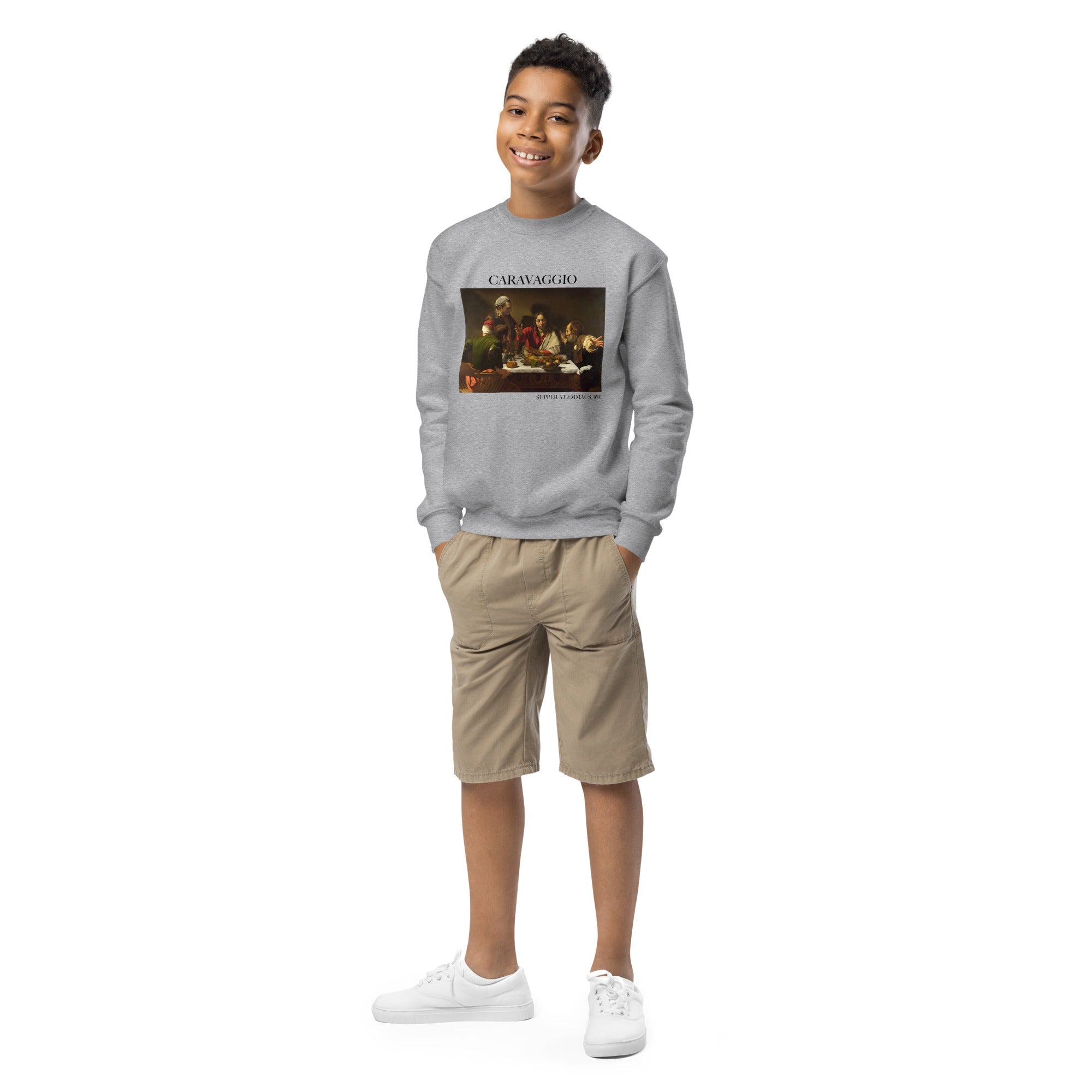 Caravaggio 'Supper at Emmaus' Famous Painting Crewneck Sweatshirt | Premium Youth Art Sweatshirt