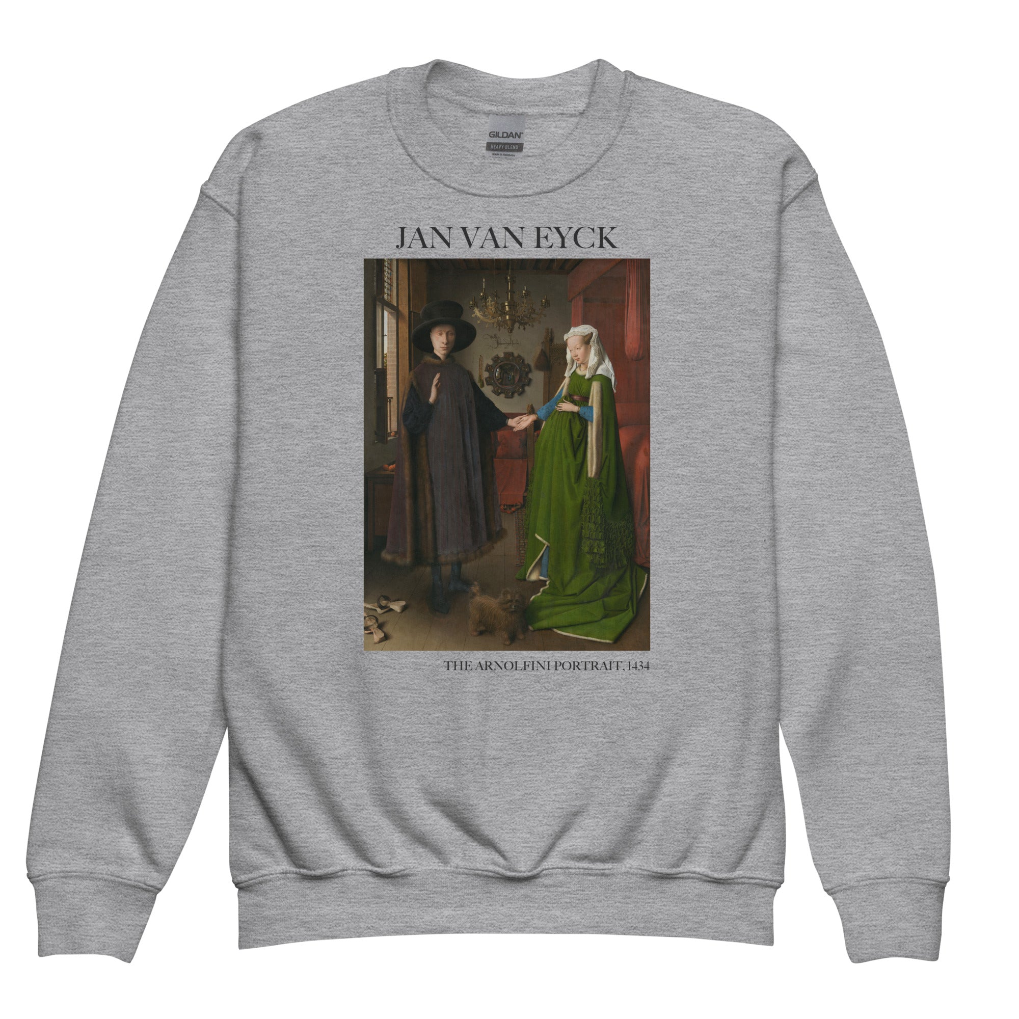 Jan van Eyck 'The Arnolfini Portrait' Famous Painting Crewneck Sweatshirt | Premium Youth Art Sweatshirt