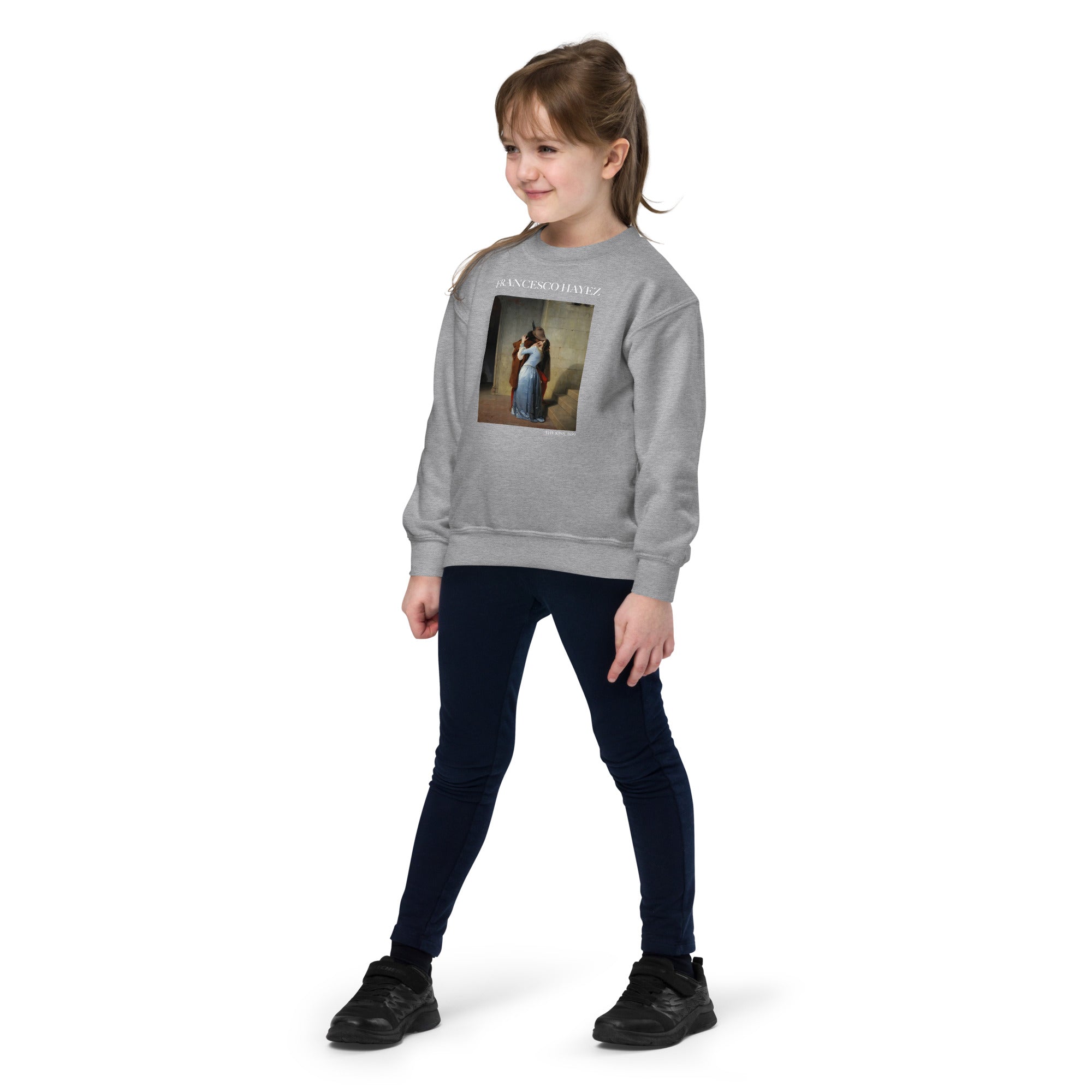 Francesco Hayez 'Der Kuss' berühmtes Gemälde Rundhals-Sweatshirt | Premium Jugend-Kunst-Sweatshirt