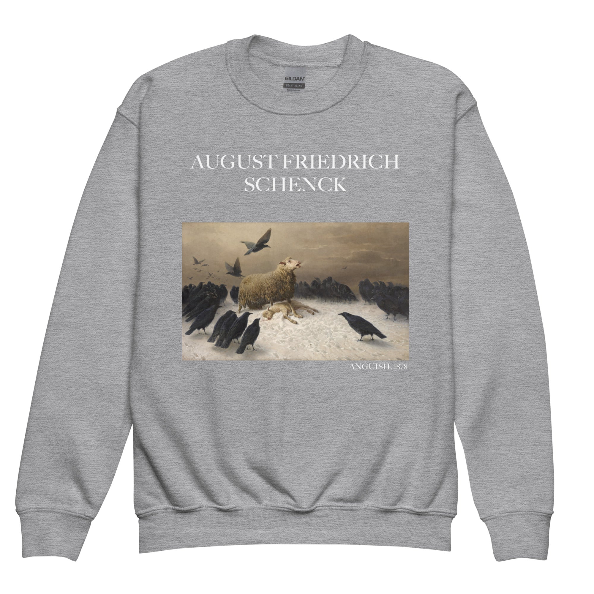 August Friedrich Schenck 'Angst' Berühmtes Gemälde Rundhals-Sweatshirt | Premium Jugend-Kunst-Sweatshirt