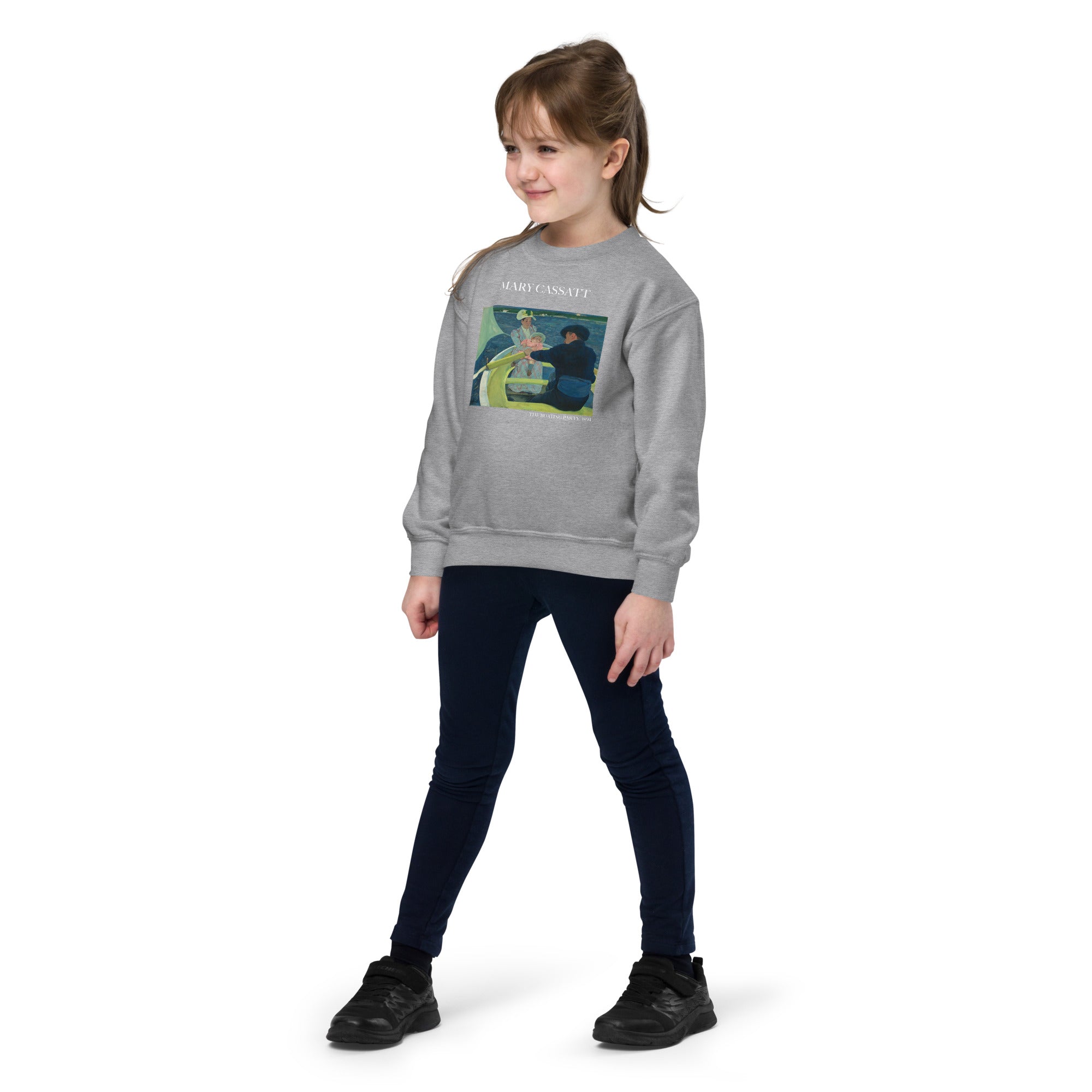 Rundhals-Sweatshirt mit berühmtem Gemälde „The Boating Party“ von Mary Cassatt | Premium-Kunst-Sweatshirt für Jugendliche