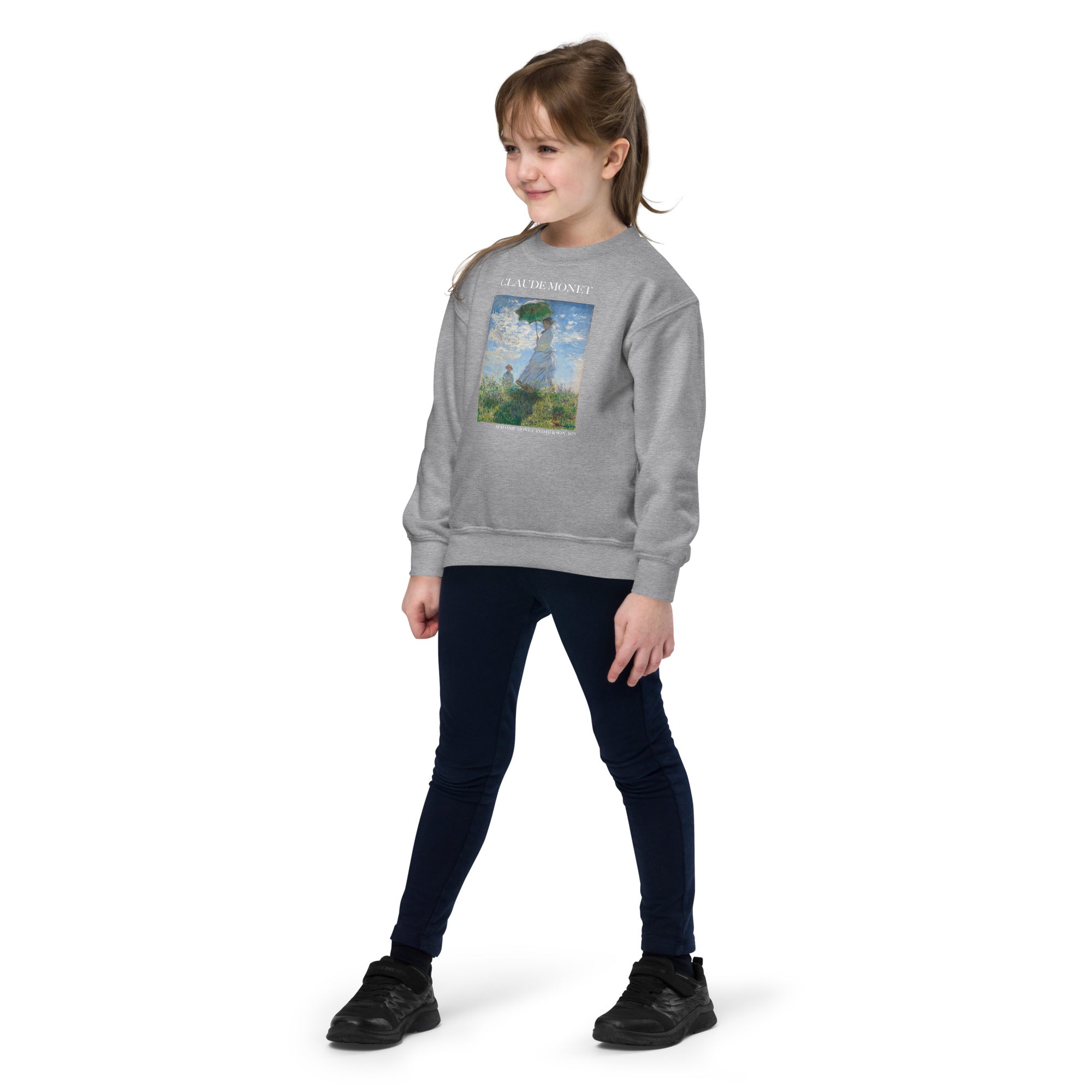 Claude Monet 'Madame Monet and Her Son' Famous Painting Crewneck Sweatshirt | Premium Youth Art Sweatshirt