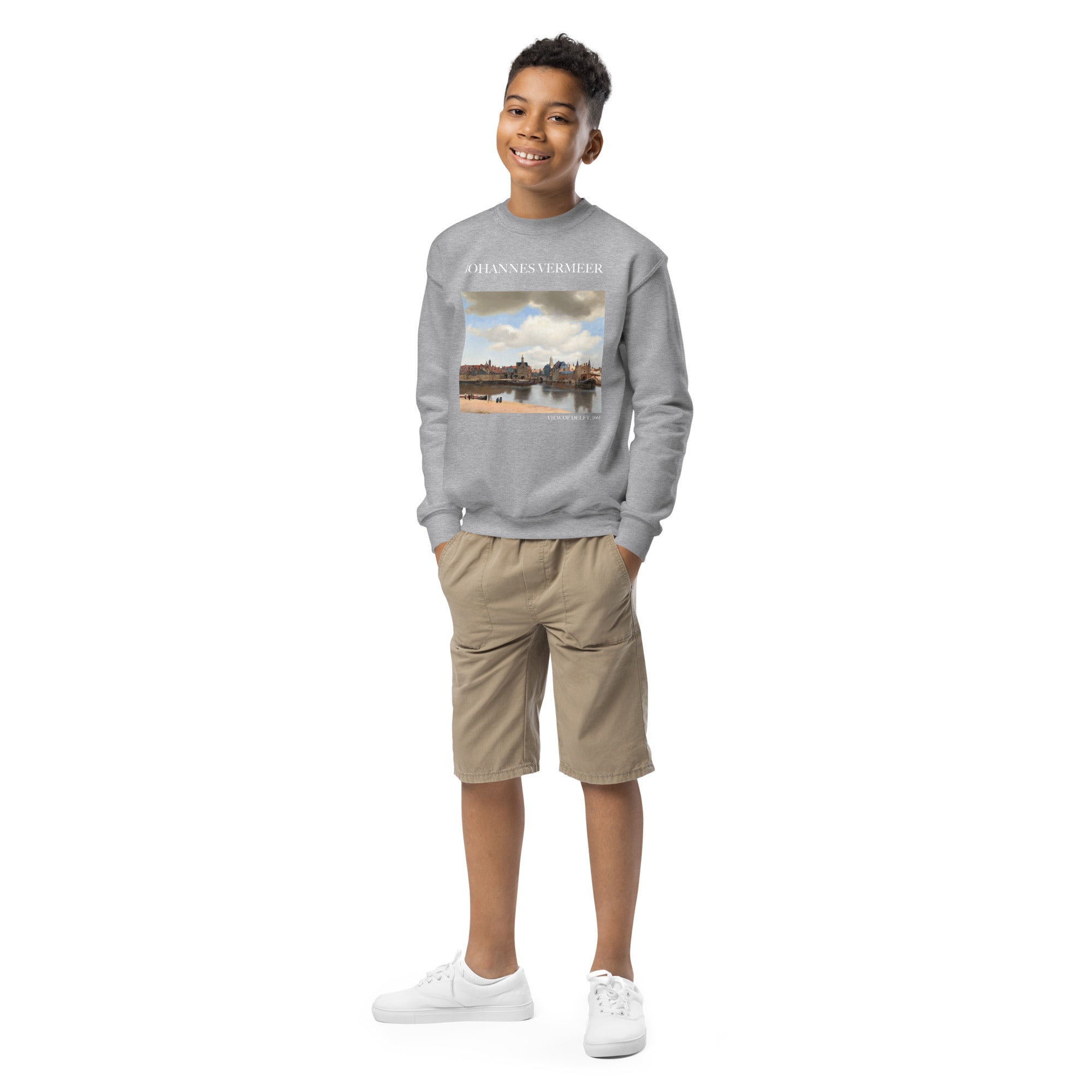 Johannes Vermeer 'View of Delft' Famous Painting Crewneck Sweatshirt | Premium Youth Art Sweatshirt