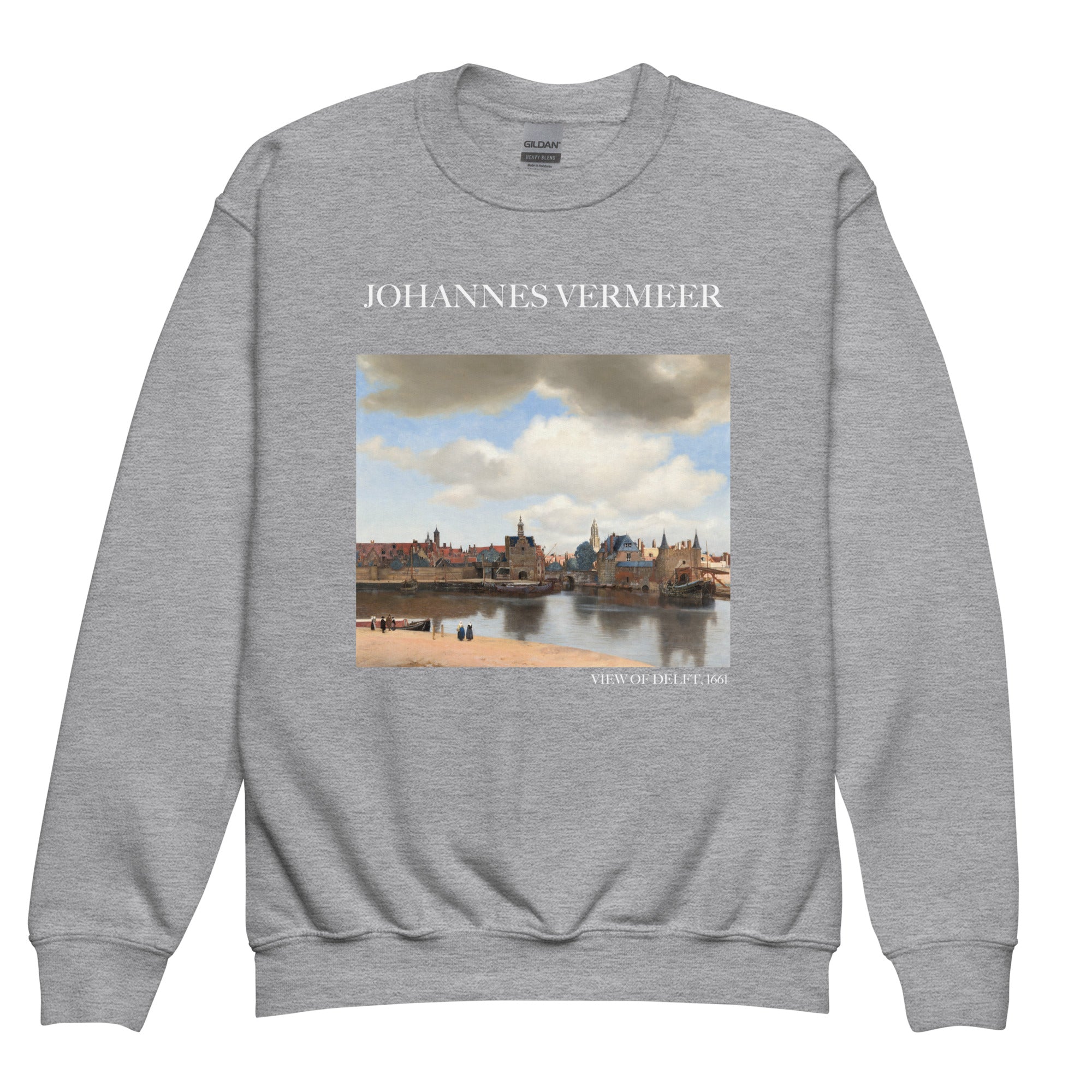 Johannes Vermeer „Blick auf Delft“ – berühmtes Gemälde – Rundhals-Sweatshirt – Premium-Kunst-Sweatshirt für Jugendliche