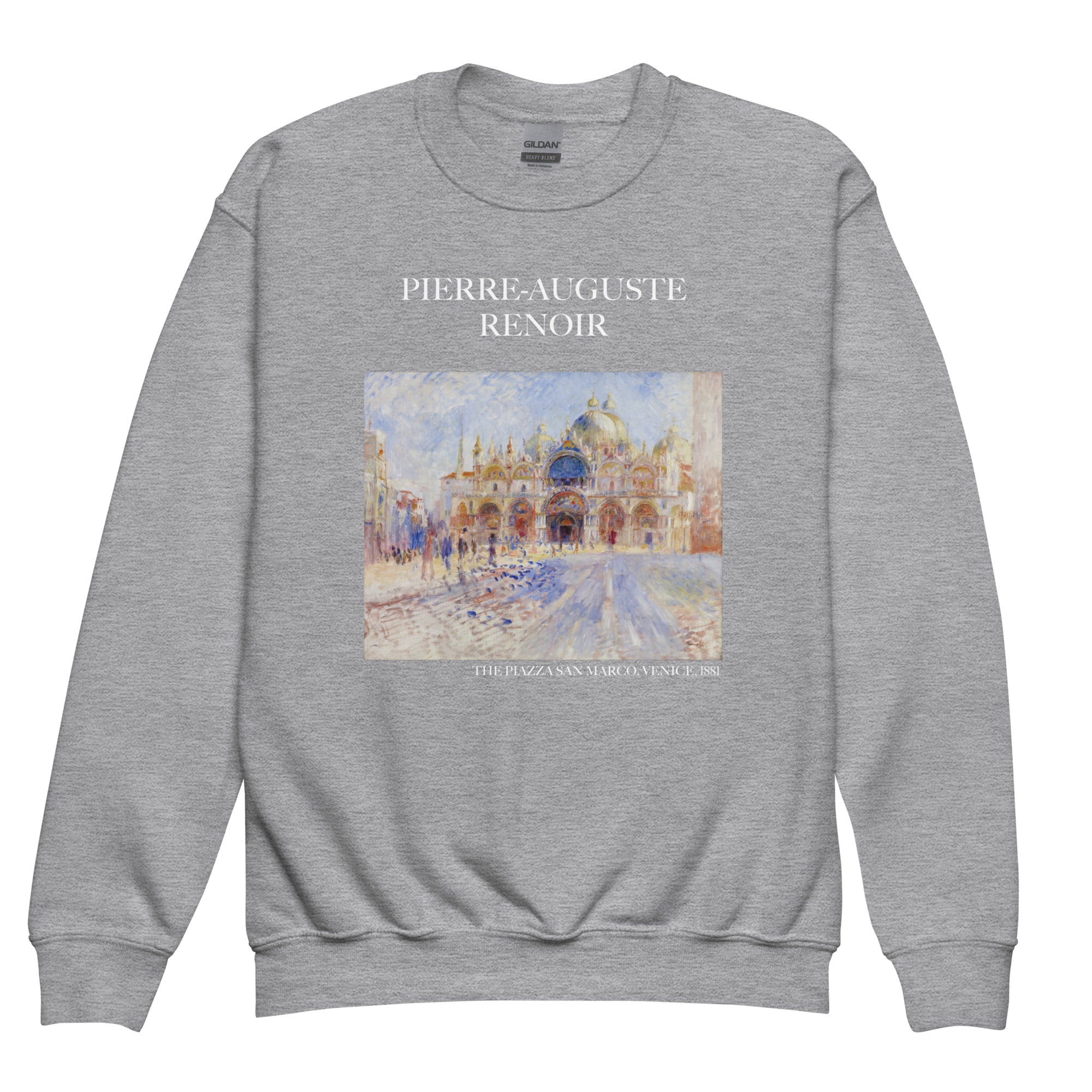 Pierre-Auguste Renoir 'The Piazza San Marco, Venice' Famous Painting Crewneck Sweatshirt | Premium Youth Art Sweatshirt