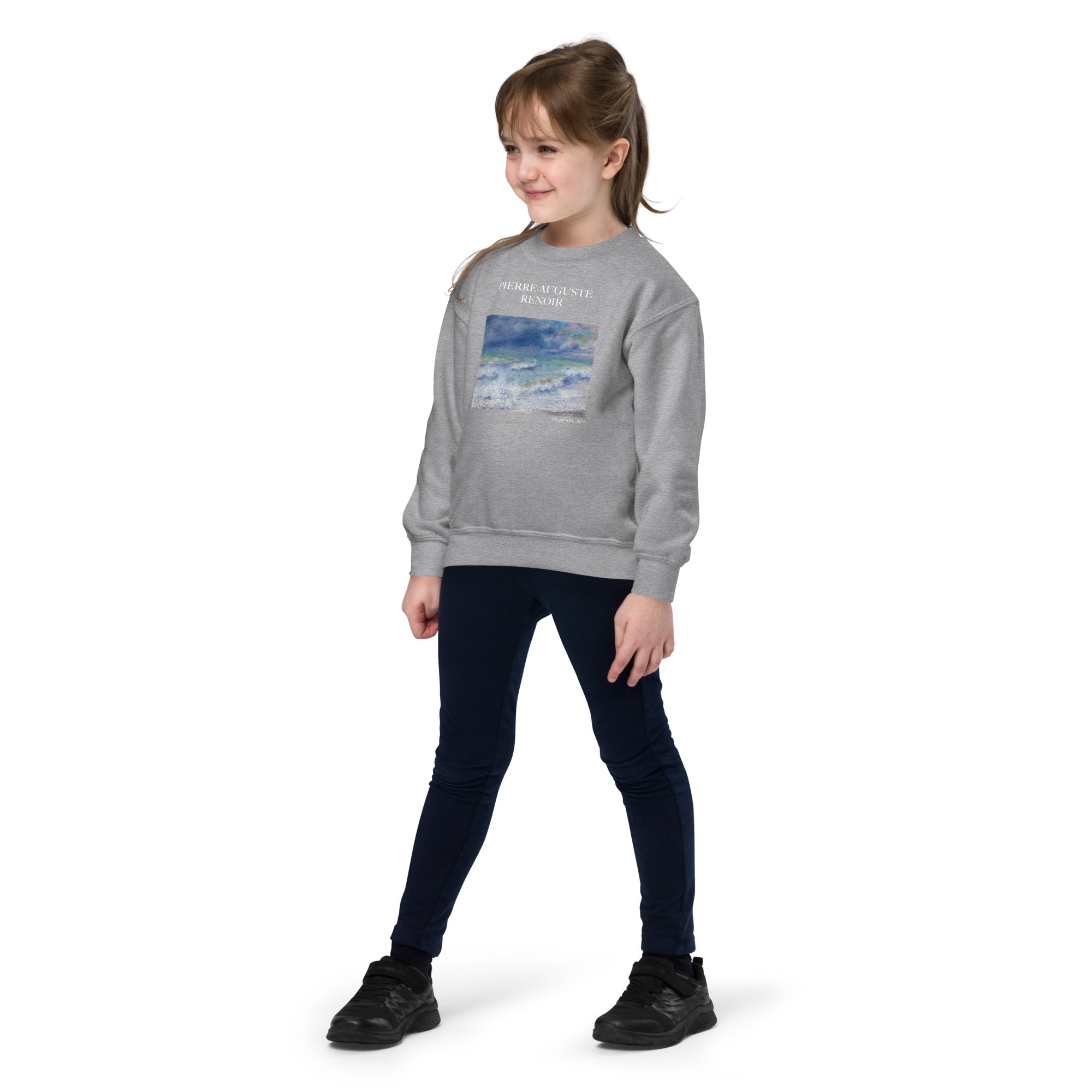 Pierre-Auguste Renoir 'Seascape' Famous Painting Crewneck Sweatshirt | Premium Youth Art Sweatshirt