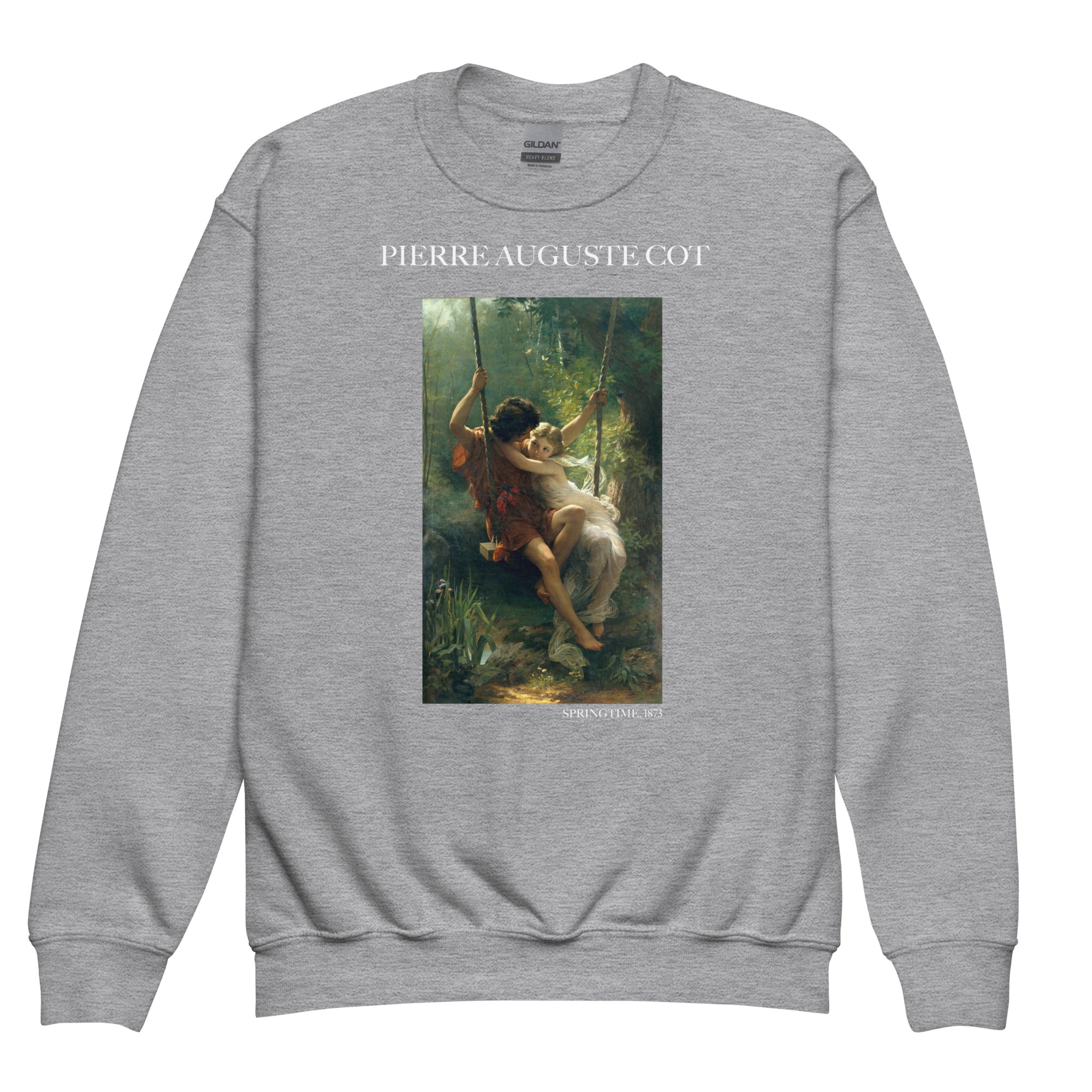 Pierre Auguste Cot 'Frühling' Berühmtes Gemälde Rundhals-Sweatshirt | Premium Jugend Kunst Sweatshirt