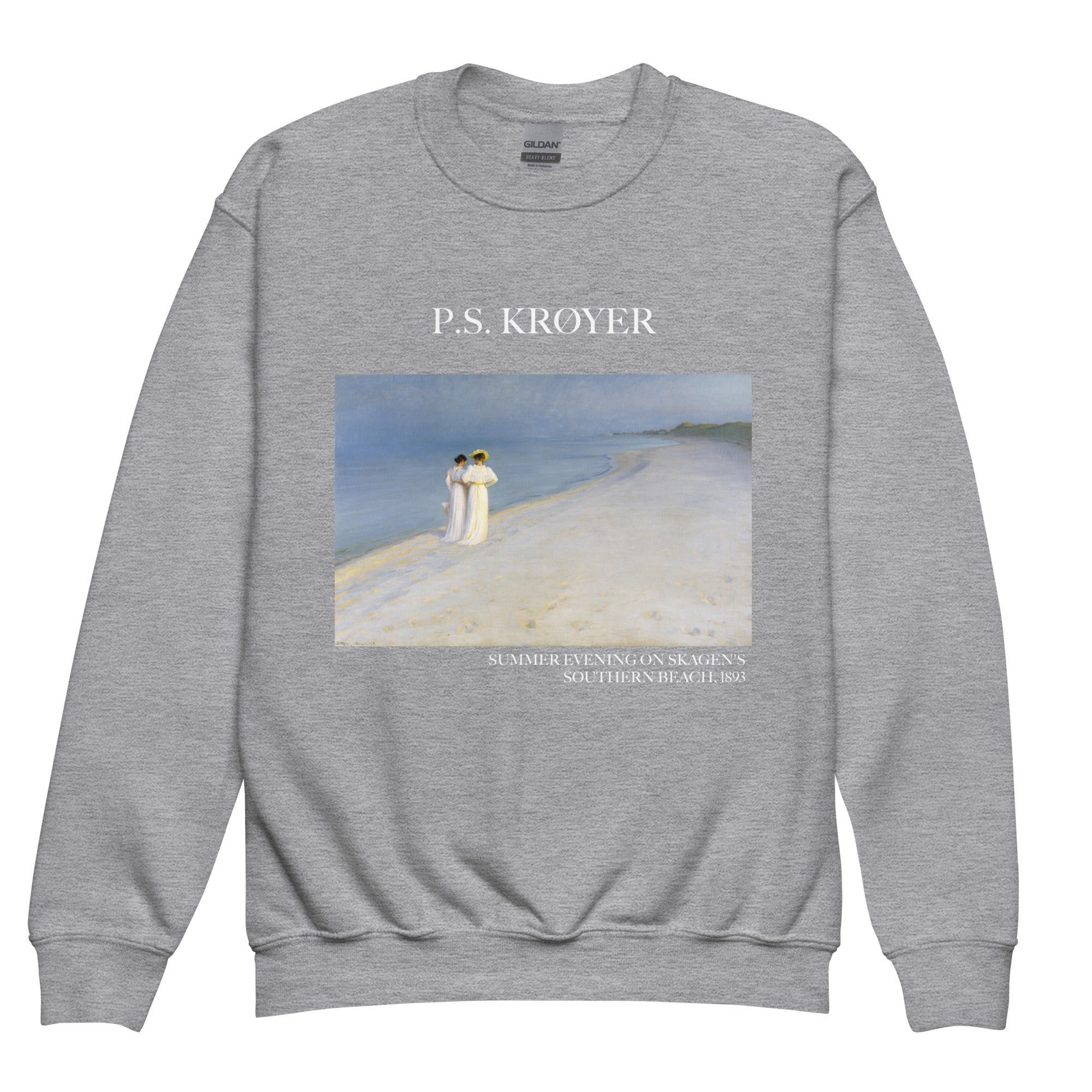 P.S. Krøyer 'Summer Evening on Skagen's Southern Beach' Famous Painting Crewneck Sweatshirt | Premium Youth Art Sweatshirt