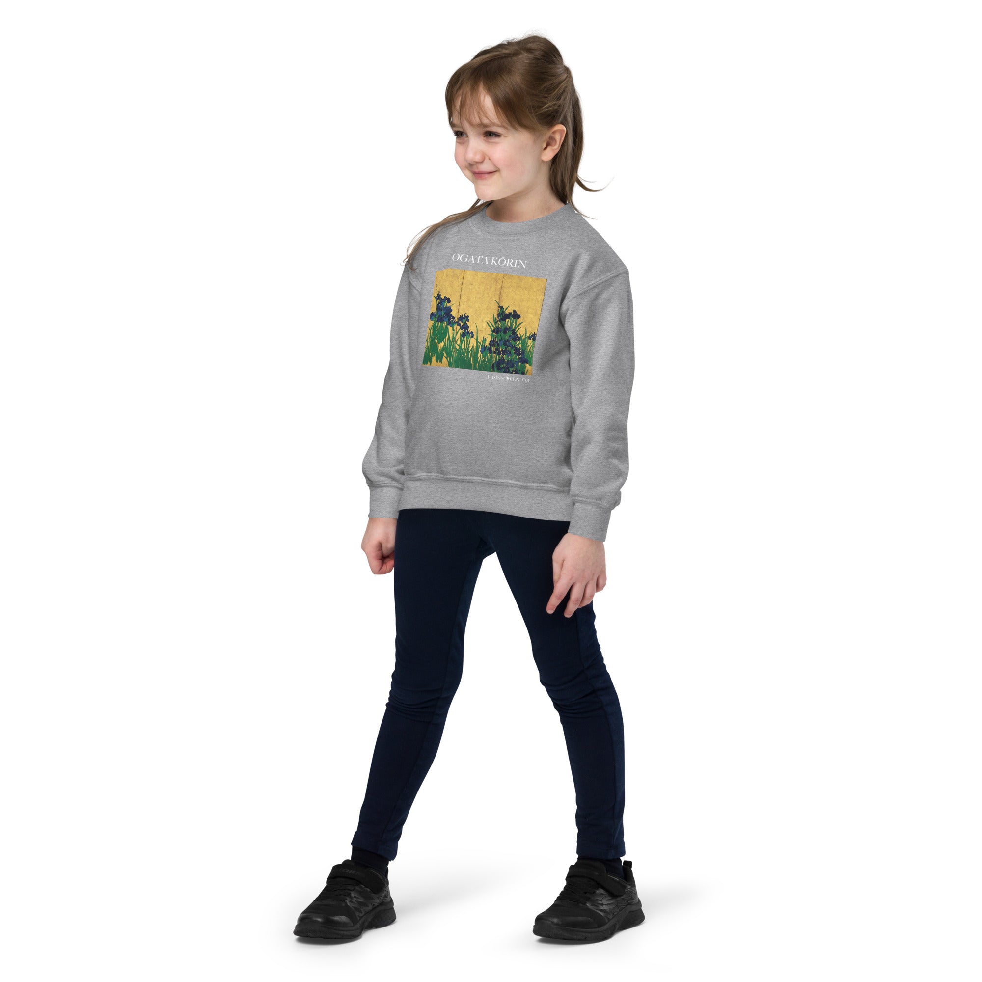 Ogata Kōrin 'Irises Screen' Berühmtes Gemälde Rundhals-Sweatshirt | Premium Jugend-Kunst-Sweatshirt