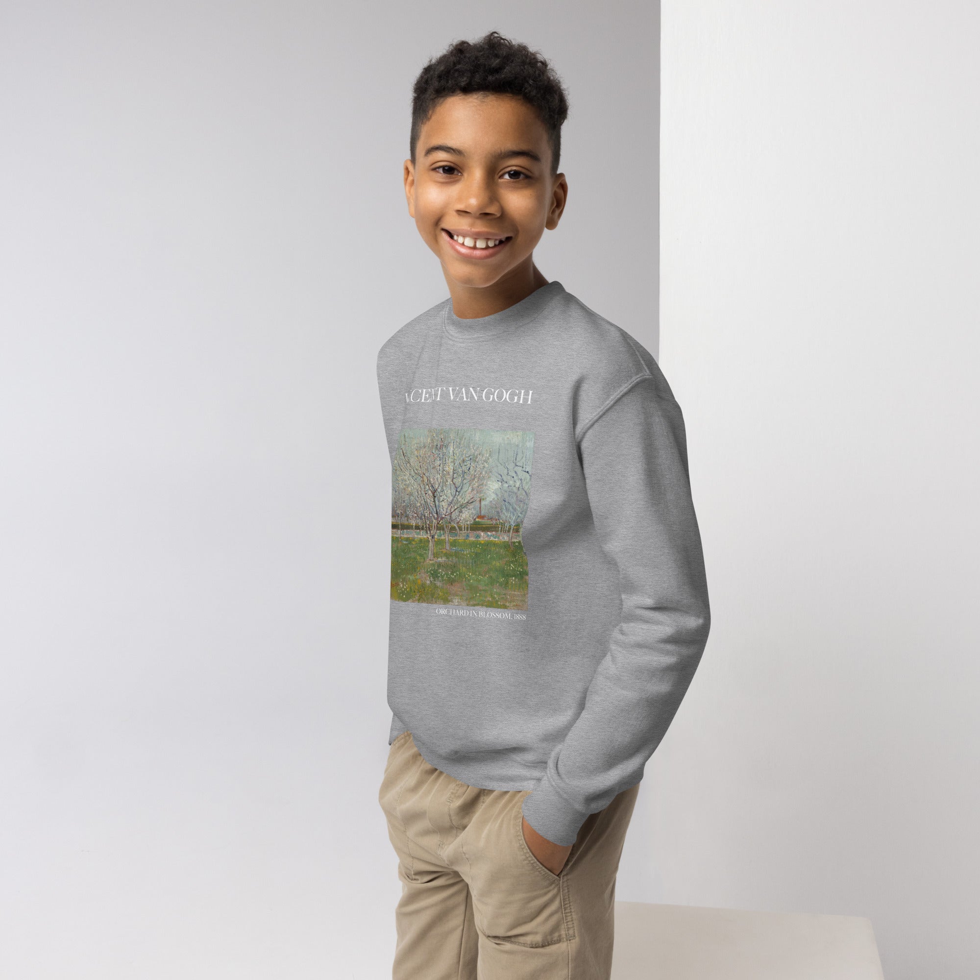 Vincent van Gogh 'Orchard in Blossom' Famous Painting Crewneck Sweatshirt | Premium Youth Art Sweatshirt