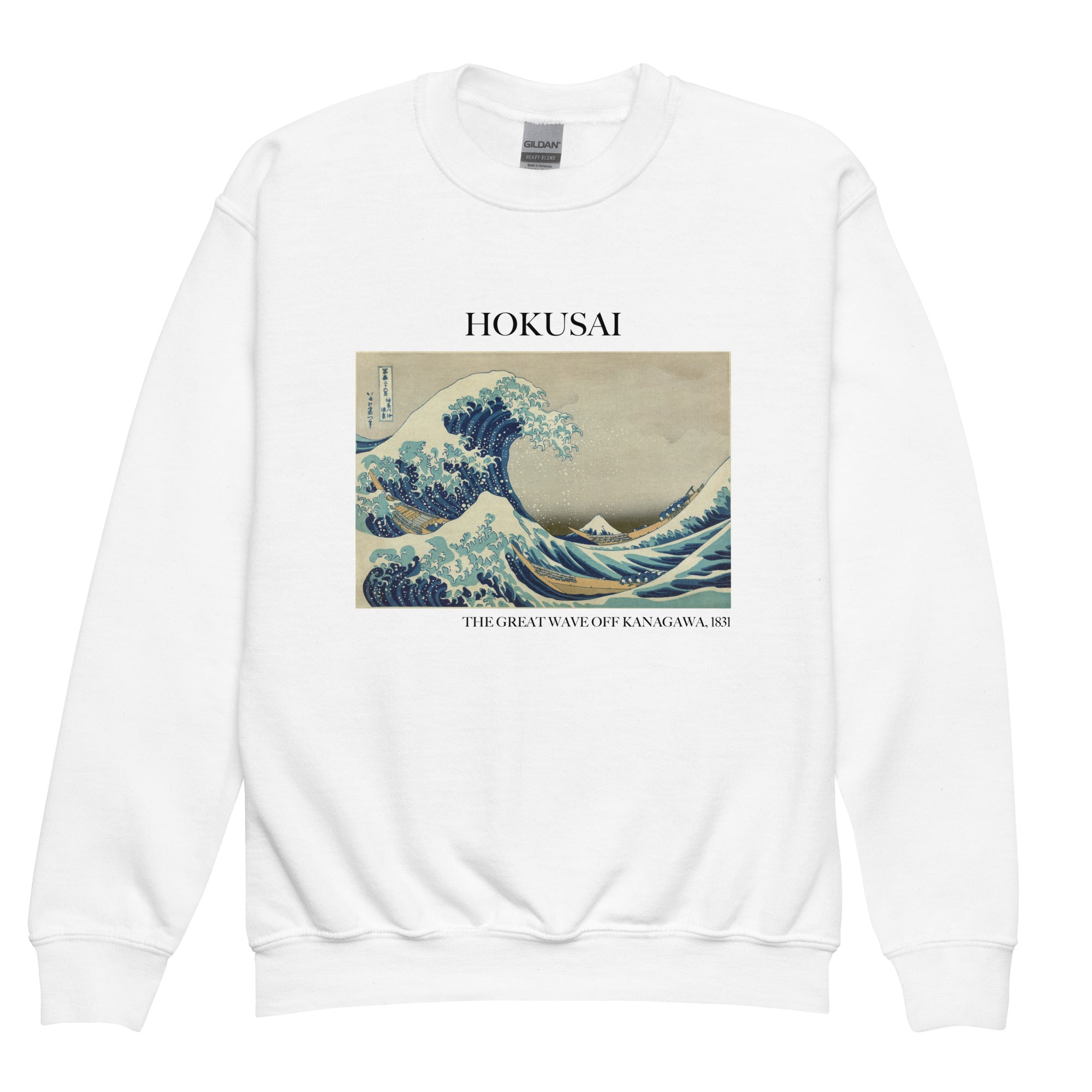 Rundhals-Sweatshirt mit berühmtem Gemälde „Die große Welle vor Kanagawa“ von Hokusai | Premium-Kunst-Sweatshirt für Jugendliche