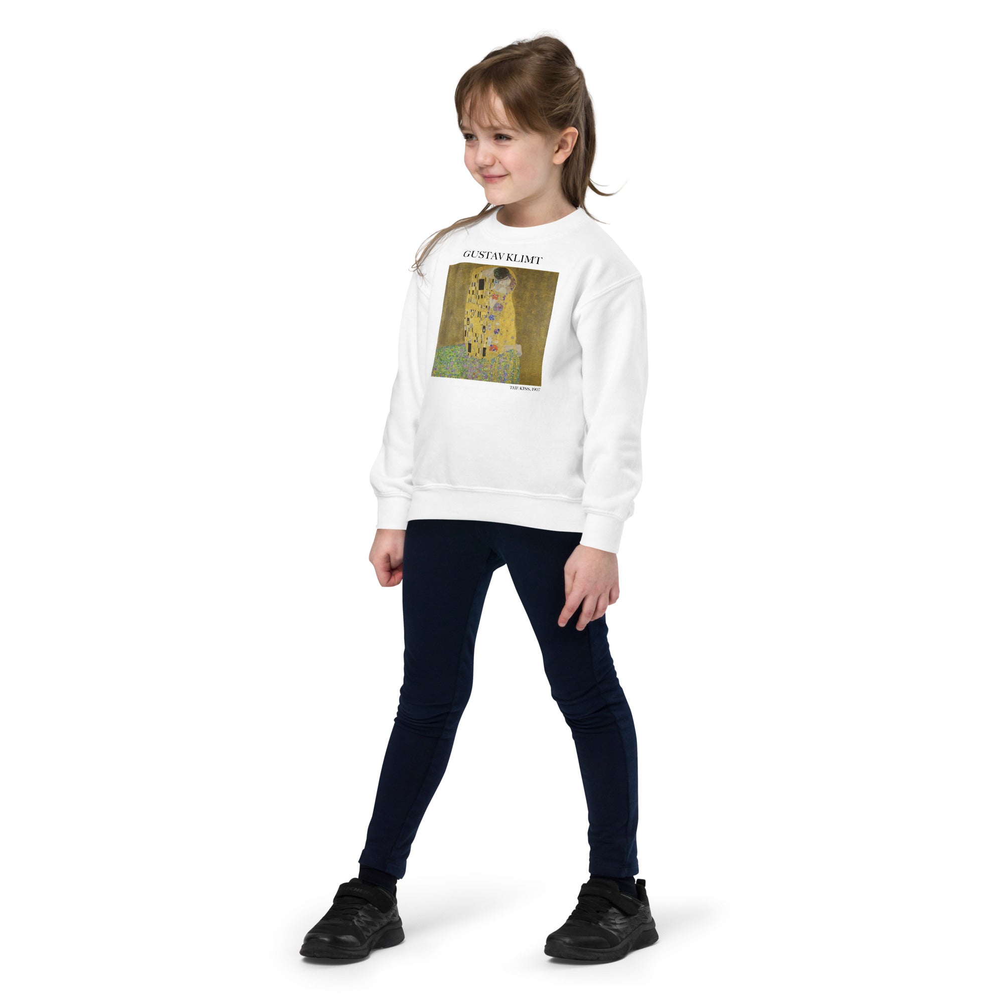 Gustav Klimt „Der Kuss“ – berühmtes Gemälde – Rundhals-Sweatshirt – Premium-Kunst-Sweatshirt für Jugendliche