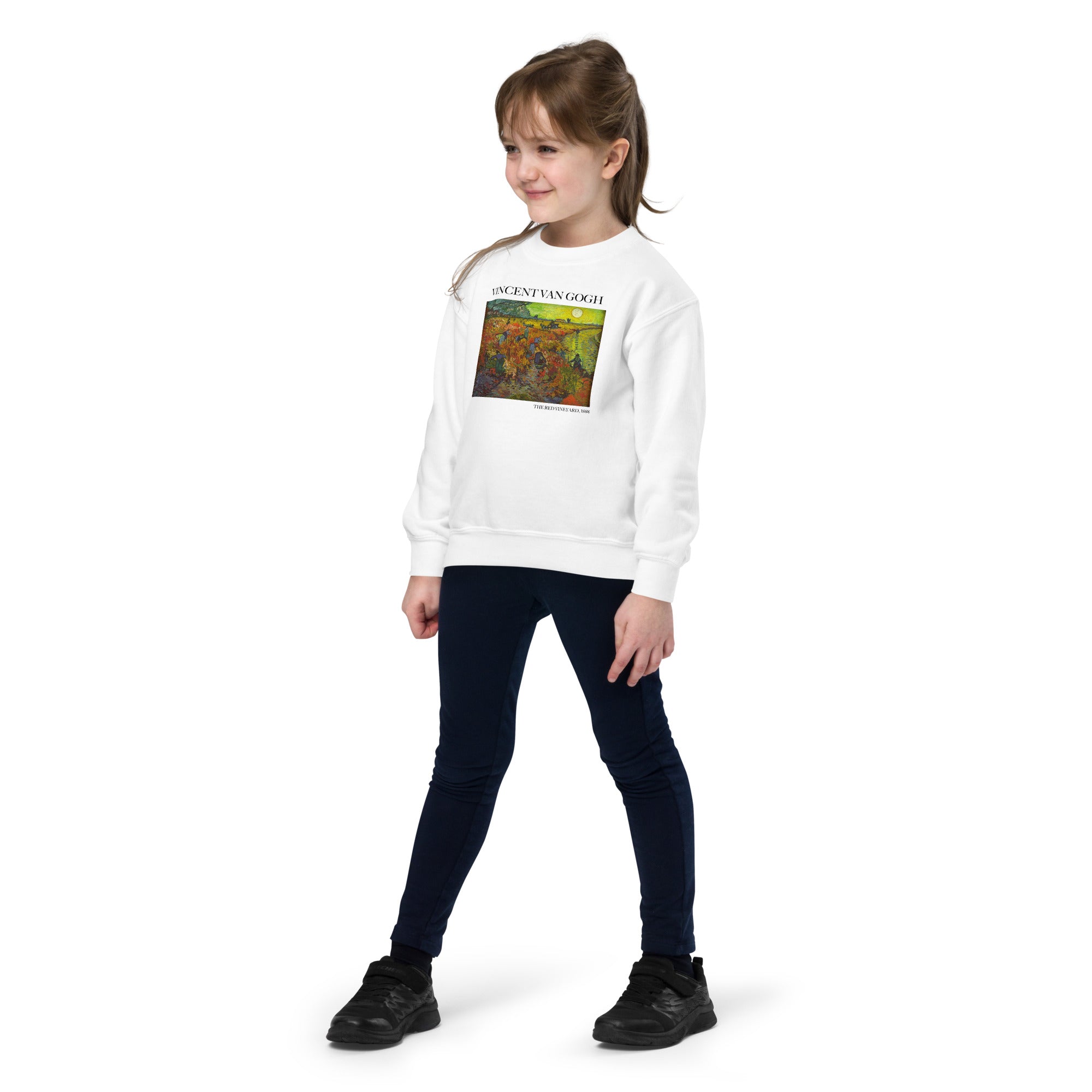 Rundhals-Sweatshirt „Der rote Weinberg“ von Vincent van Gogh, berühmtes Gemälde, Premium-Kunst-Sweatshirt für Jugendliche