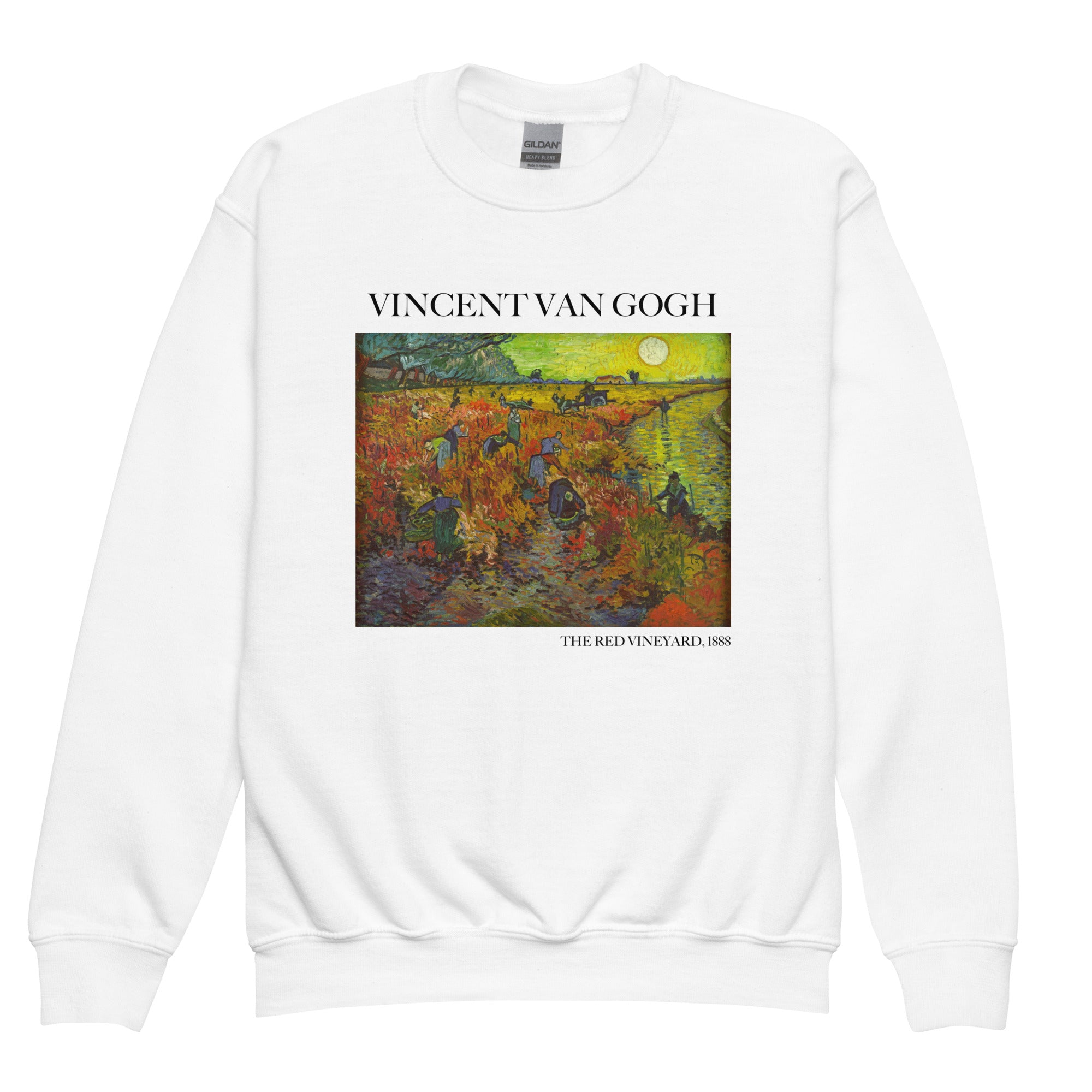 Rundhals-Sweatshirt „Der rote Weinberg“ von Vincent van Gogh, berühmtes Gemälde, Premium-Kunst-Sweatshirt für Jugendliche