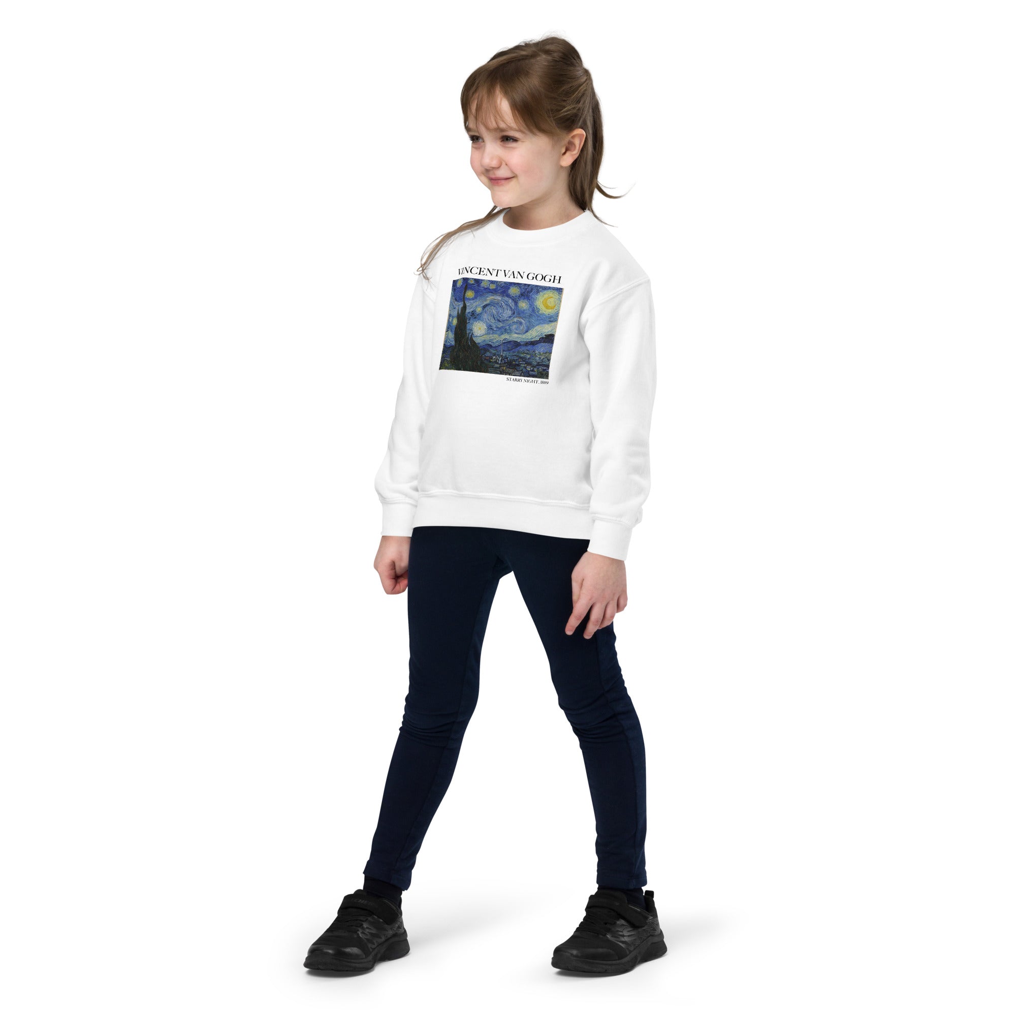 Rundhals-Sweatshirt „Sternennacht“ von Vincent van Gogh, berühmtes Gemälde, Premium-Kunst-Sweatshirt für Jugendliche