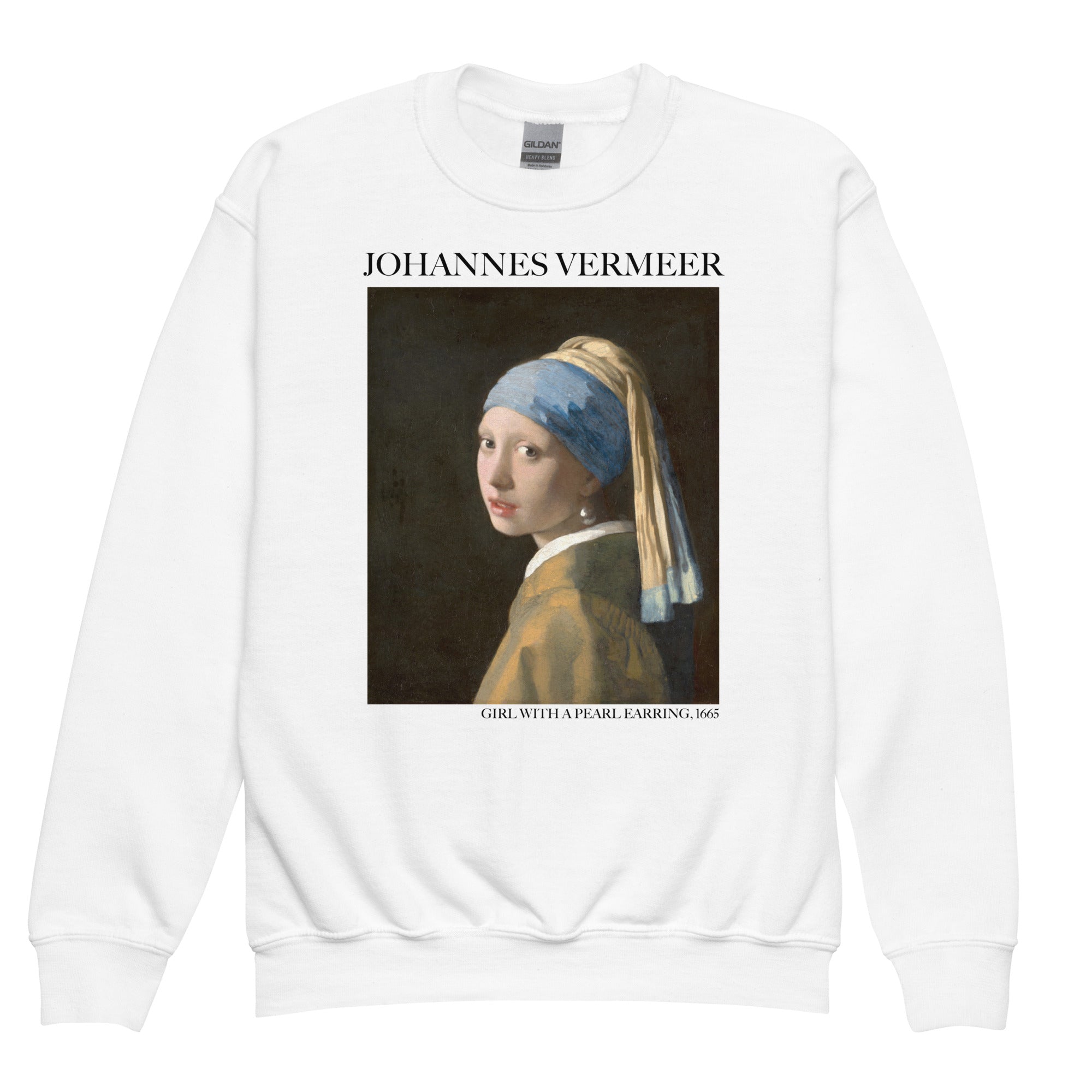 Johannes Vermeer 'Girl with a Pearl Earring' Famous Painting Crewneck Sweatshirt | Premium Youth Art Sweatshirt