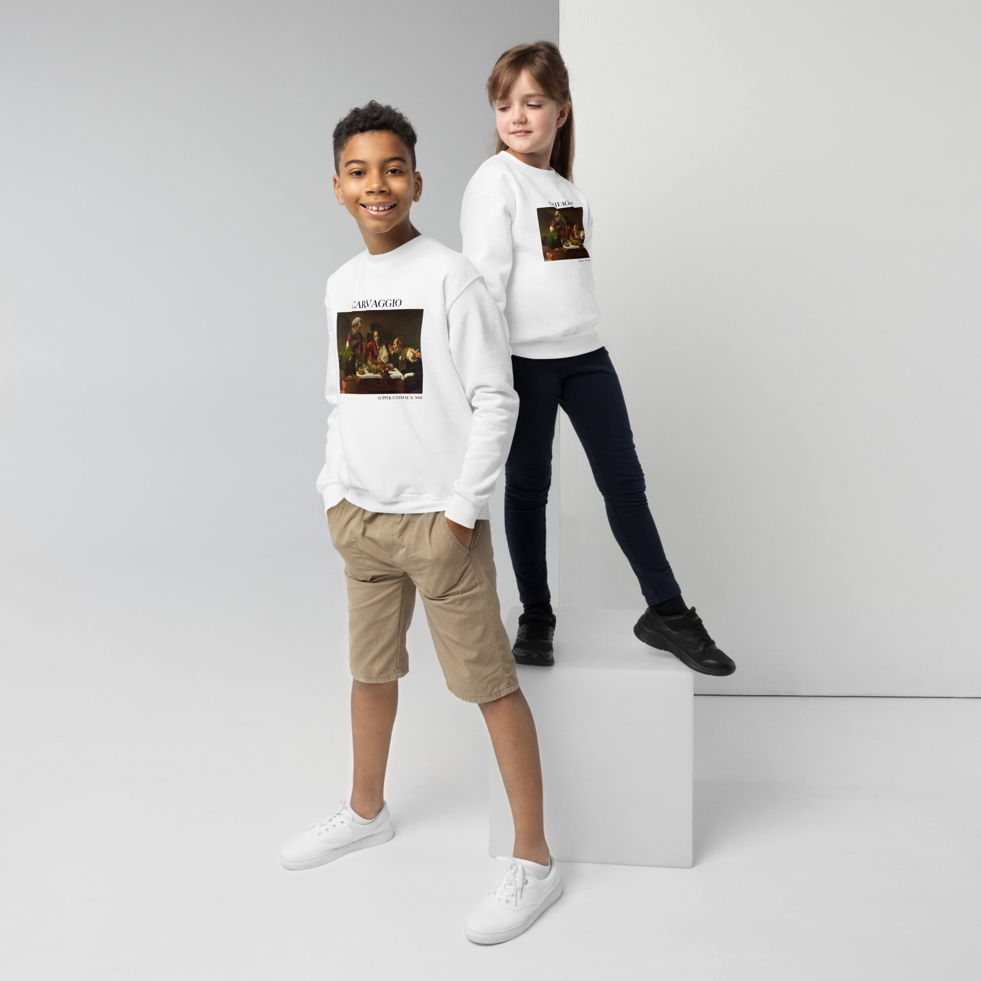 Caravaggio 'Supper at Emmaus' Famous Painting Crewneck Sweatshirt | Premium Youth Art Sweatshirt