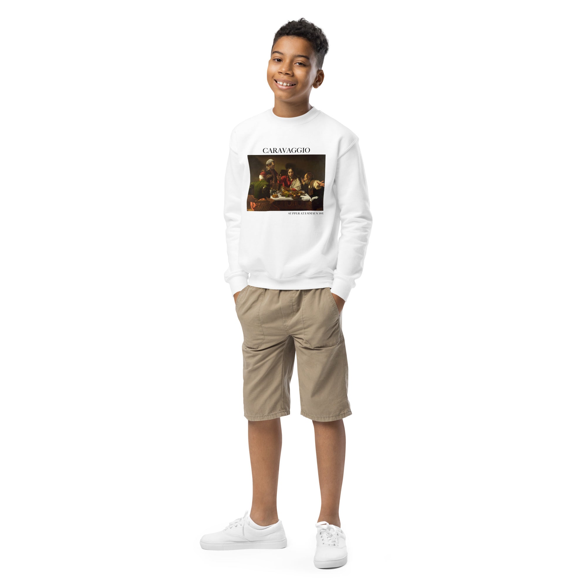 Caravaggio 'Supper at Emmaus' Famous Painting Crewneck Sweatshirt | Premium Youth Art Sweatshirt