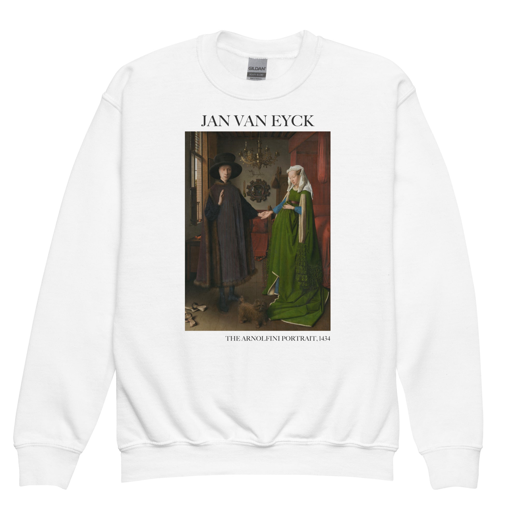 Jan van Eyck 'The Arnolfini Portrait' Famous Painting Crewneck Sweatshirt | Premium Youth Art Sweatshirt