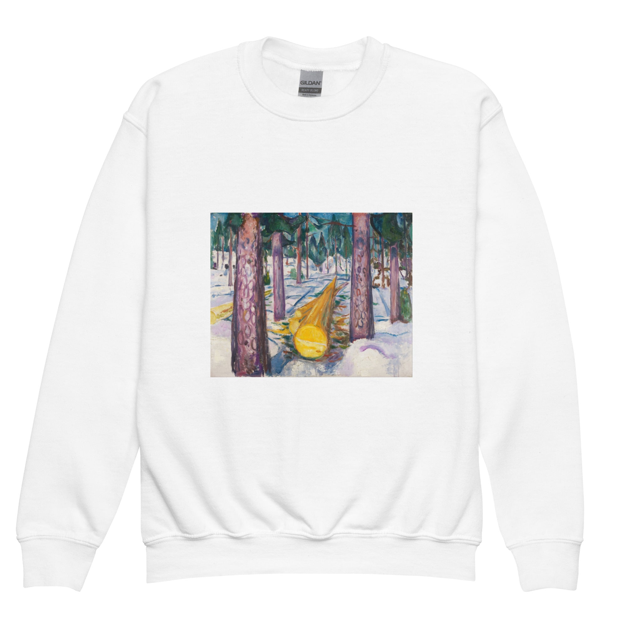 Edvard Munch „Der gelbe Baumstamm“ – berühmtes Gemälde – Rundhals-Sweatshirt | Premium-Kunst-Sweatshirt für Jugendliche