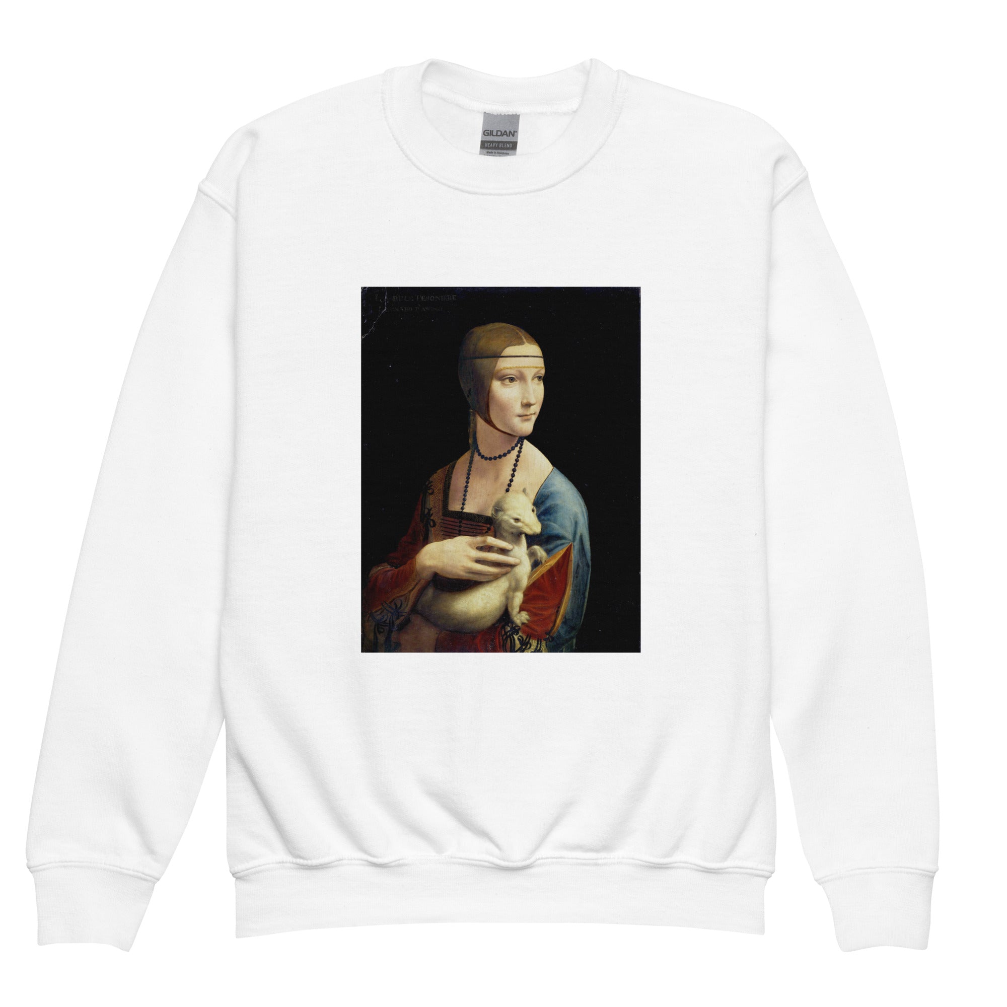 Leonardo da Vinci 'Lady with an Ermine' Famous Painting Crewneck Sweatshirt | Premium Youth Art Sweatshirt