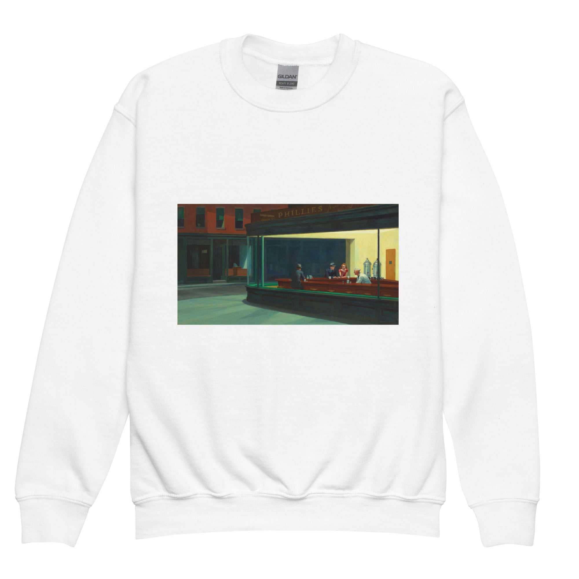 Edward Hopper „Nighthawks“ – berühmtes Gemälde – Rundhals-Sweatshirt | Premium-Kunst-Sweatshirt für Jugendliche