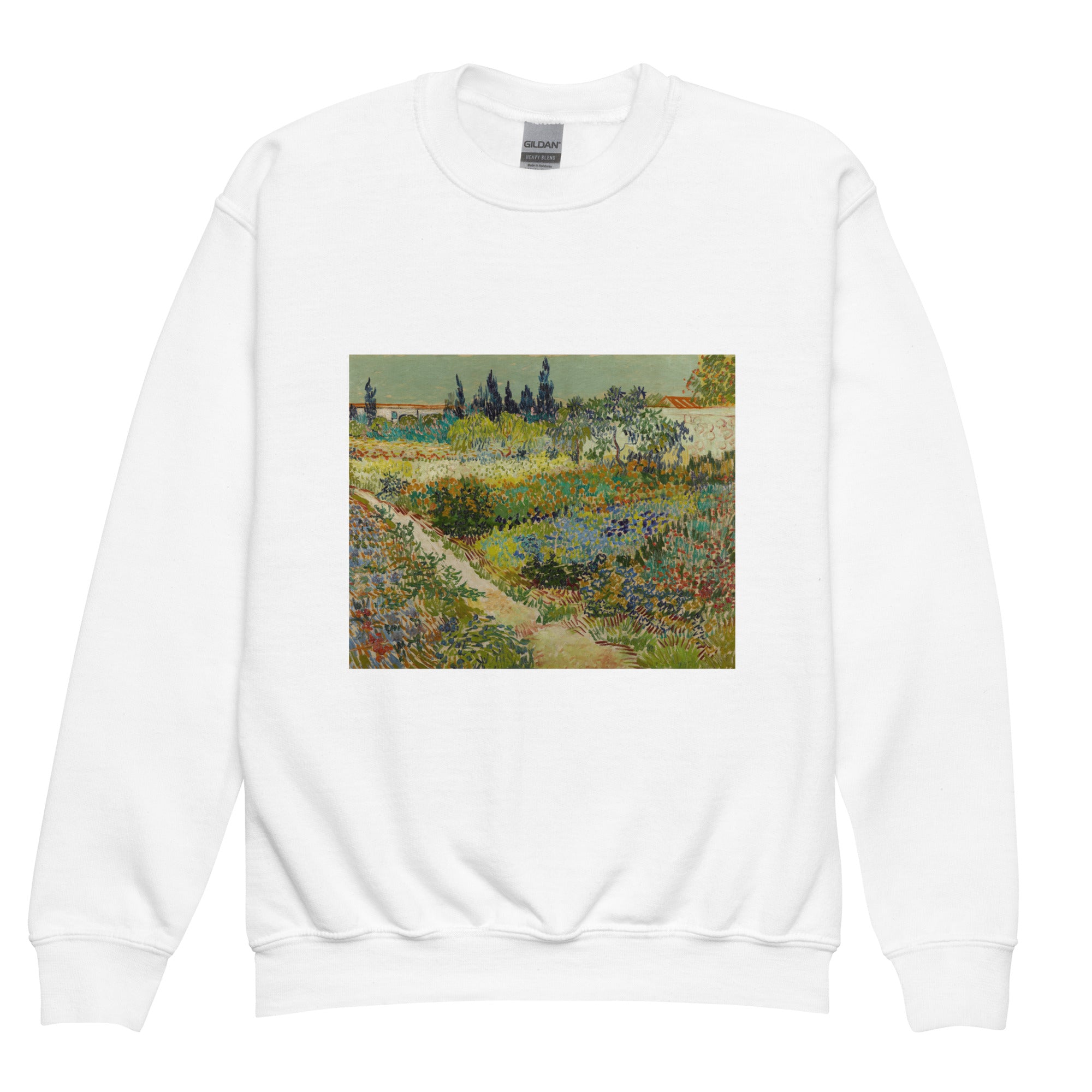 Rundhals-Sweatshirt mit berühmtem Gemälde „Garten in Arles“ von Vincent van Gogh | Premium-Kunst-Sweatshirt für Jugendliche