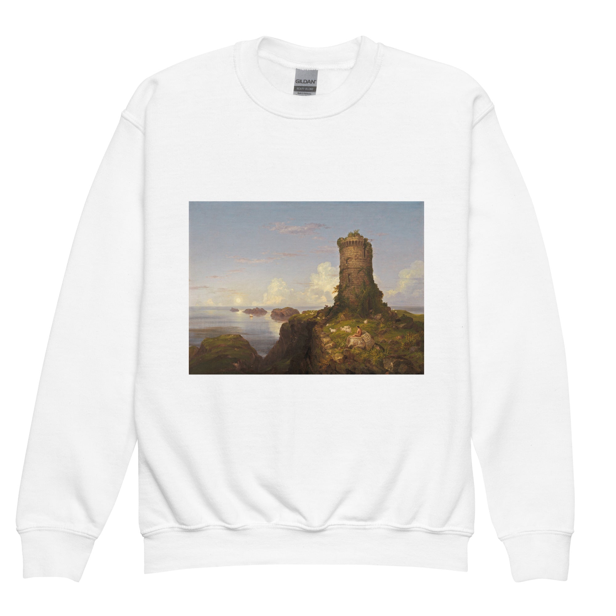 Thomas Cole „Italienische Küstenszene“ Berühmtes Gemälde Rundhals-Sweatshirt | Premium Jugend-Kunst-Sweatshirt