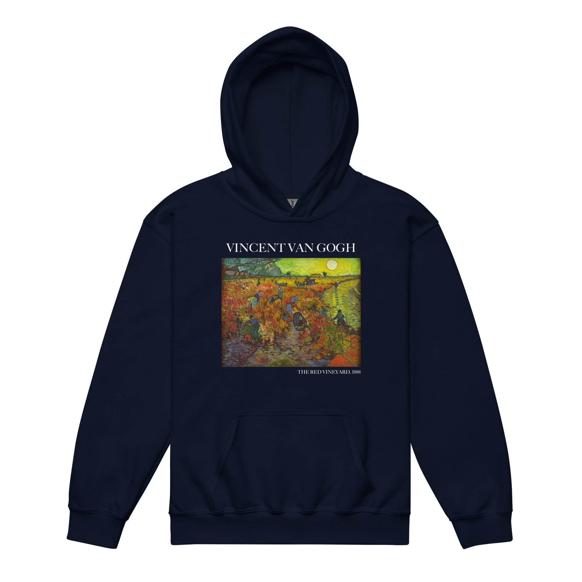 Kapuzenpullover mit berühmtem Gemälde „Der rote Weinberg“ von Vincent van Gogh | Premium-Kunst-Kapuzenpullover für Jugendliche