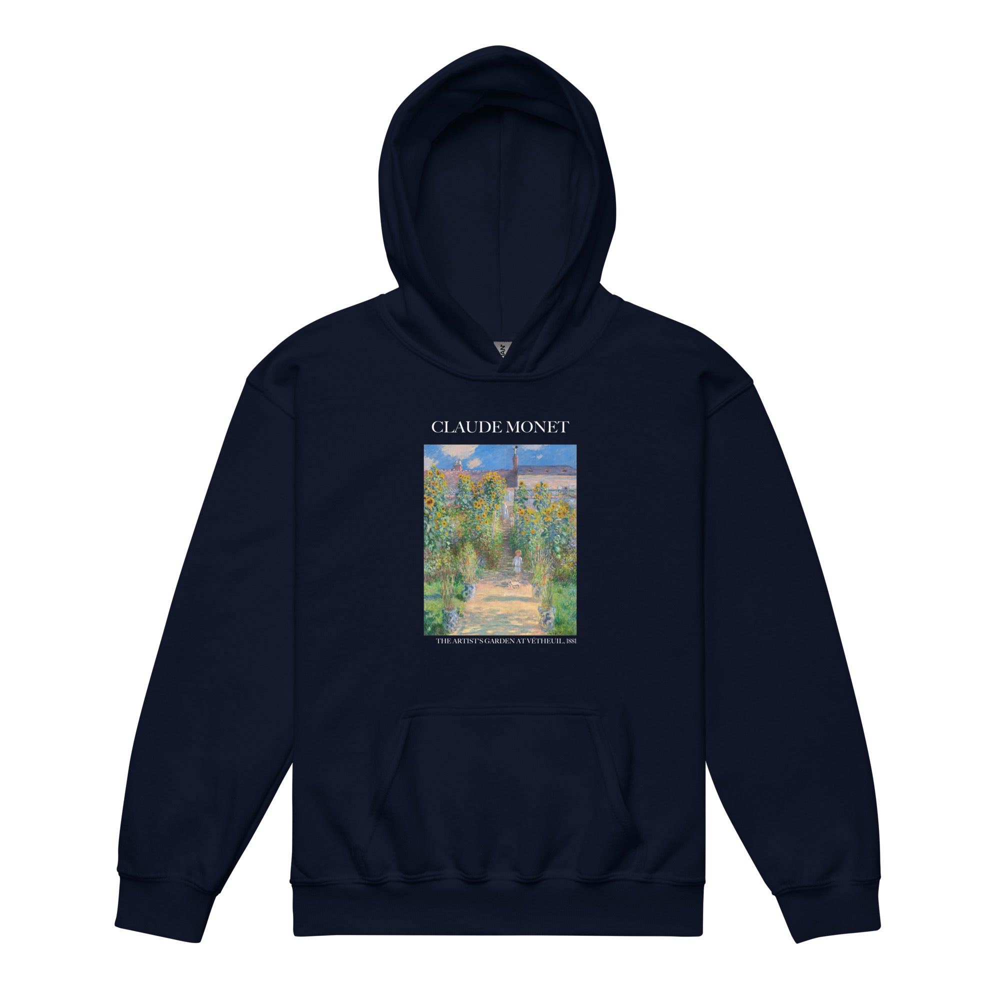 Claude Monet 'The Artist's Garden at Vétheuil' Famous Painting Hoodie | Premium Youth Art Hoodie
