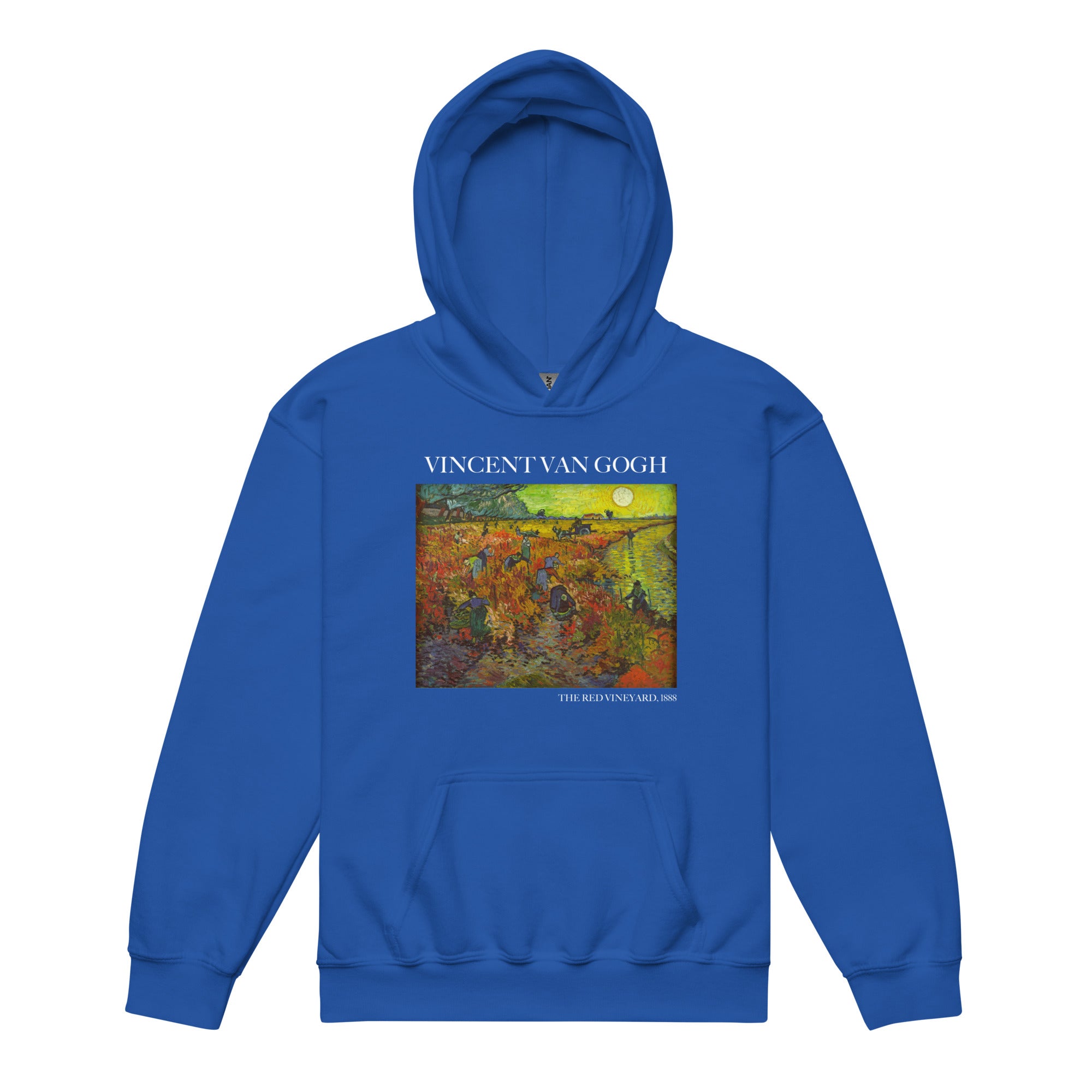 Kapuzenpullover mit berühmtem Gemälde „Der rote Weinberg“ von Vincent van Gogh | Premium-Kunst-Kapuzenpullover für Jugendliche