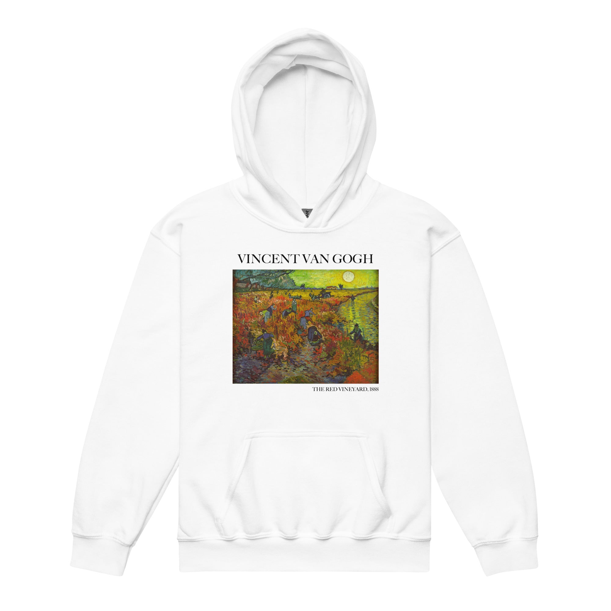 Kapuzenpullover mit berühmtem Gemälde „Der rote Weinberg“ von Vincent van Gogh | Premium-Kunst-Kapuzenpullover für Jugendliche