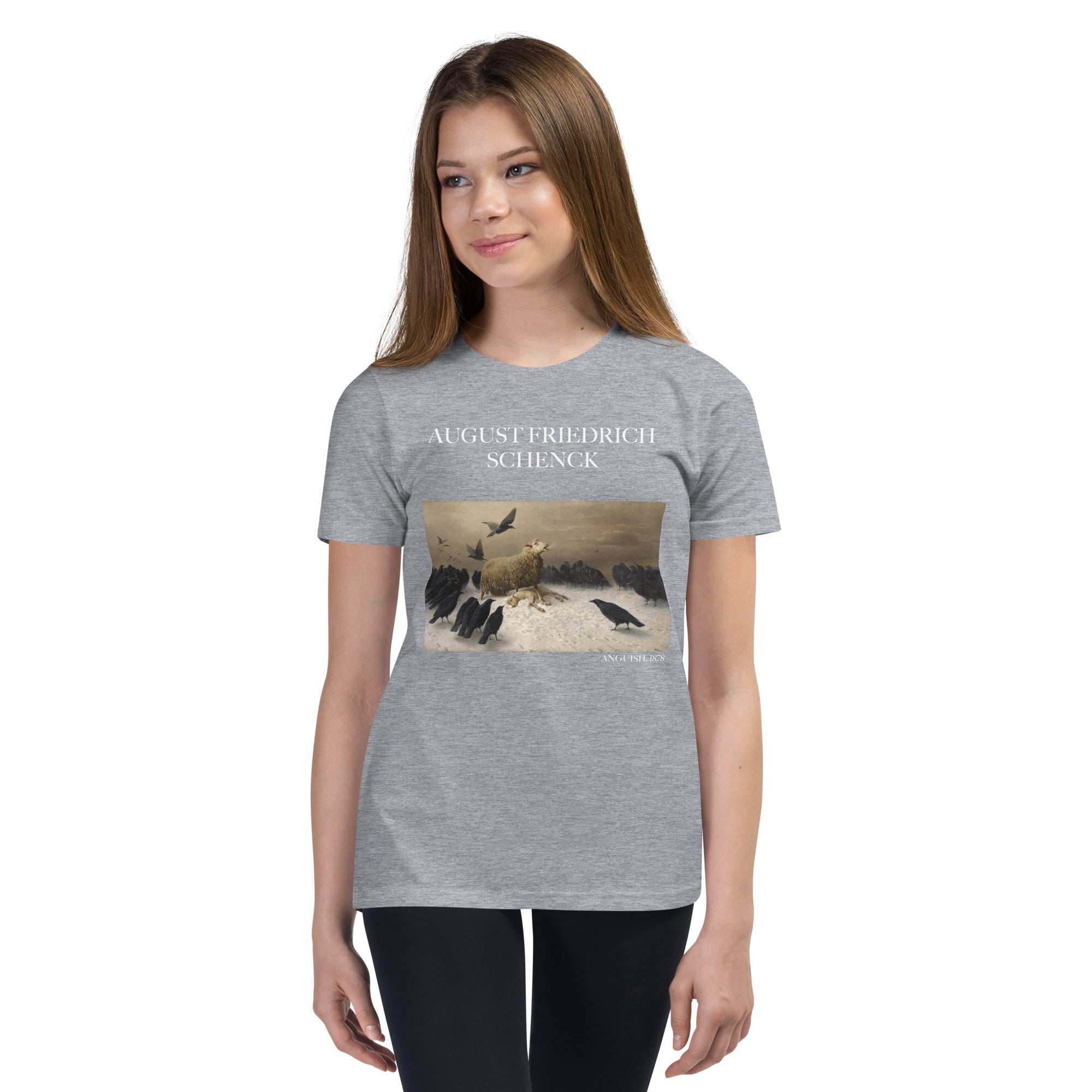 August Friedrich Schenck 'Anguish' Berühmtes Gemälde Kurzärmeliges T-Shirt | Premium Jugend Kunst T-Shirt