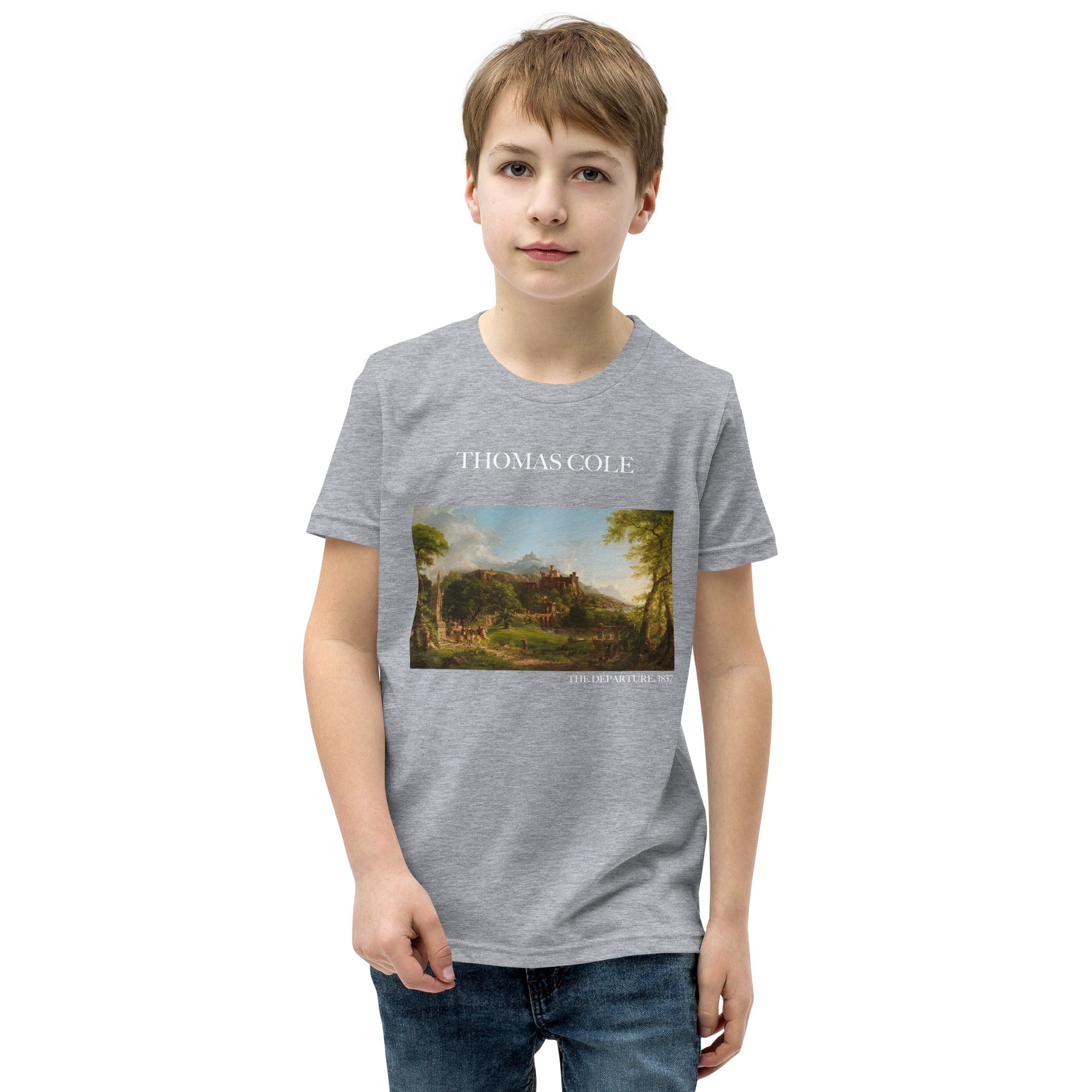 Thomas Cole 'The Departure' Famous Painting Short Sleeve T-Shirt | Premium Youth Art Tee