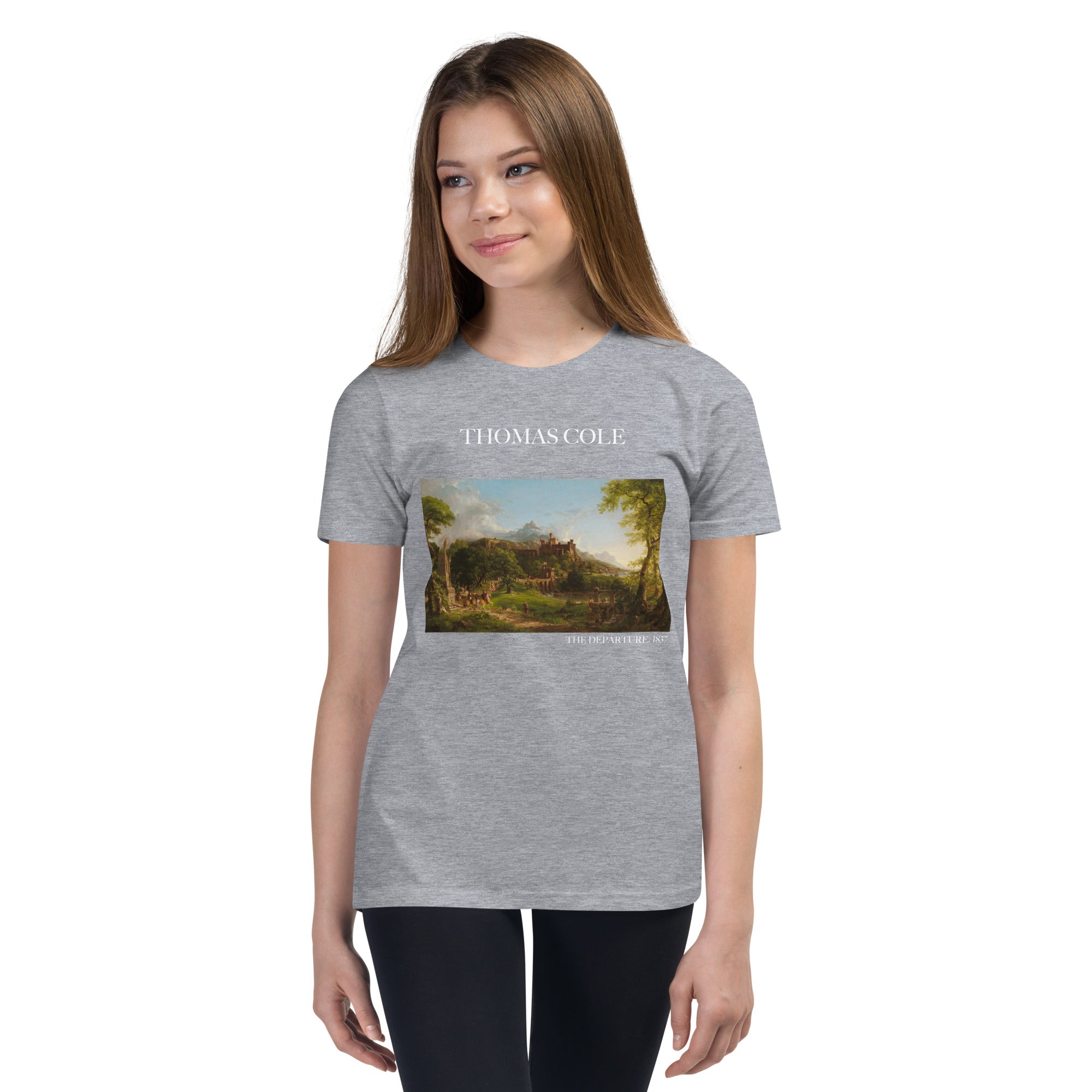 Thomas Cole 'The Departure' Famous Painting Short Sleeve T-Shirt | Premium Youth Art Tee