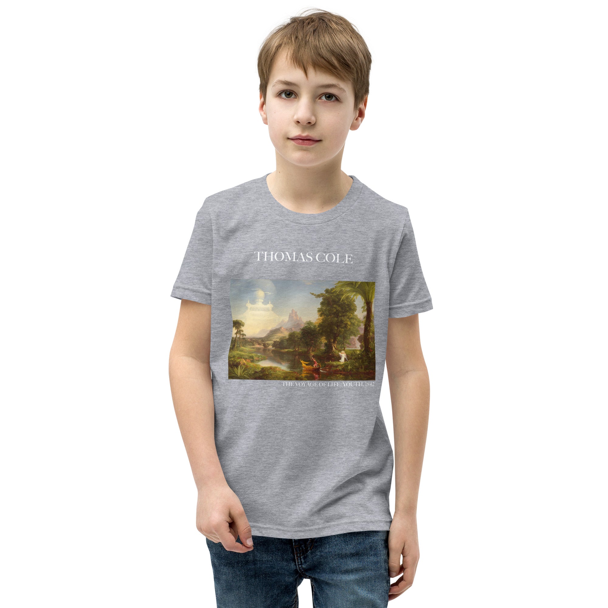 Thomas Cole 'The Voyage of Life: Youth' Famous Painting Short Sleeve T-Shirt | Premium Youth Art Tee
