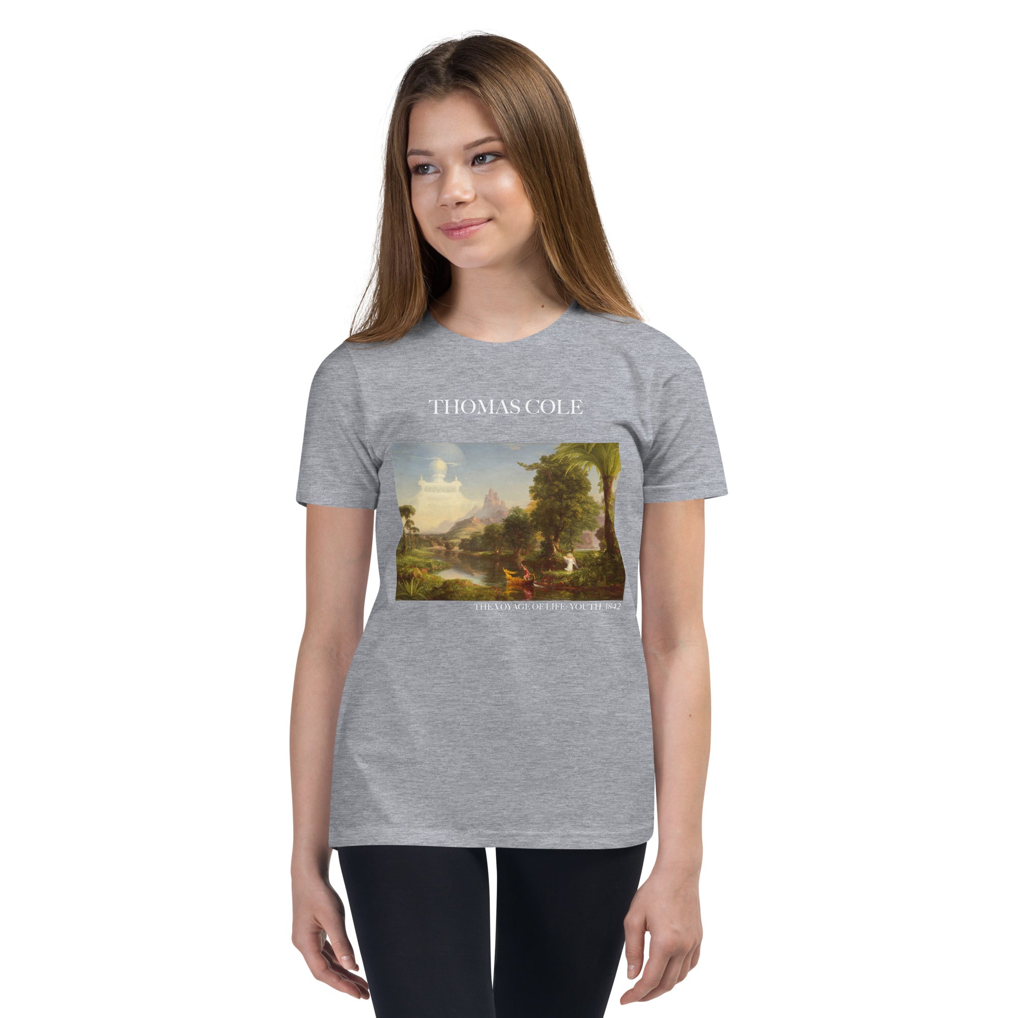 Thomas Cole „Die Reise des Lebens: Jugend“ Berühmtes Gemälde Kurzärmeliges T-Shirt | Premium Jugend-Kunst-T-Shirt