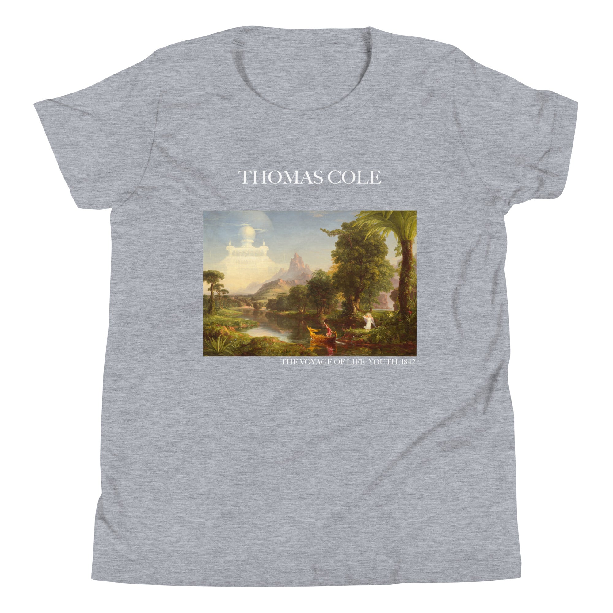 Thomas Cole „Die Reise des Lebens: Jugend“ Berühmtes Gemälde Kurzärmeliges T-Shirt | Premium Jugend-Kunst-T-Shirt