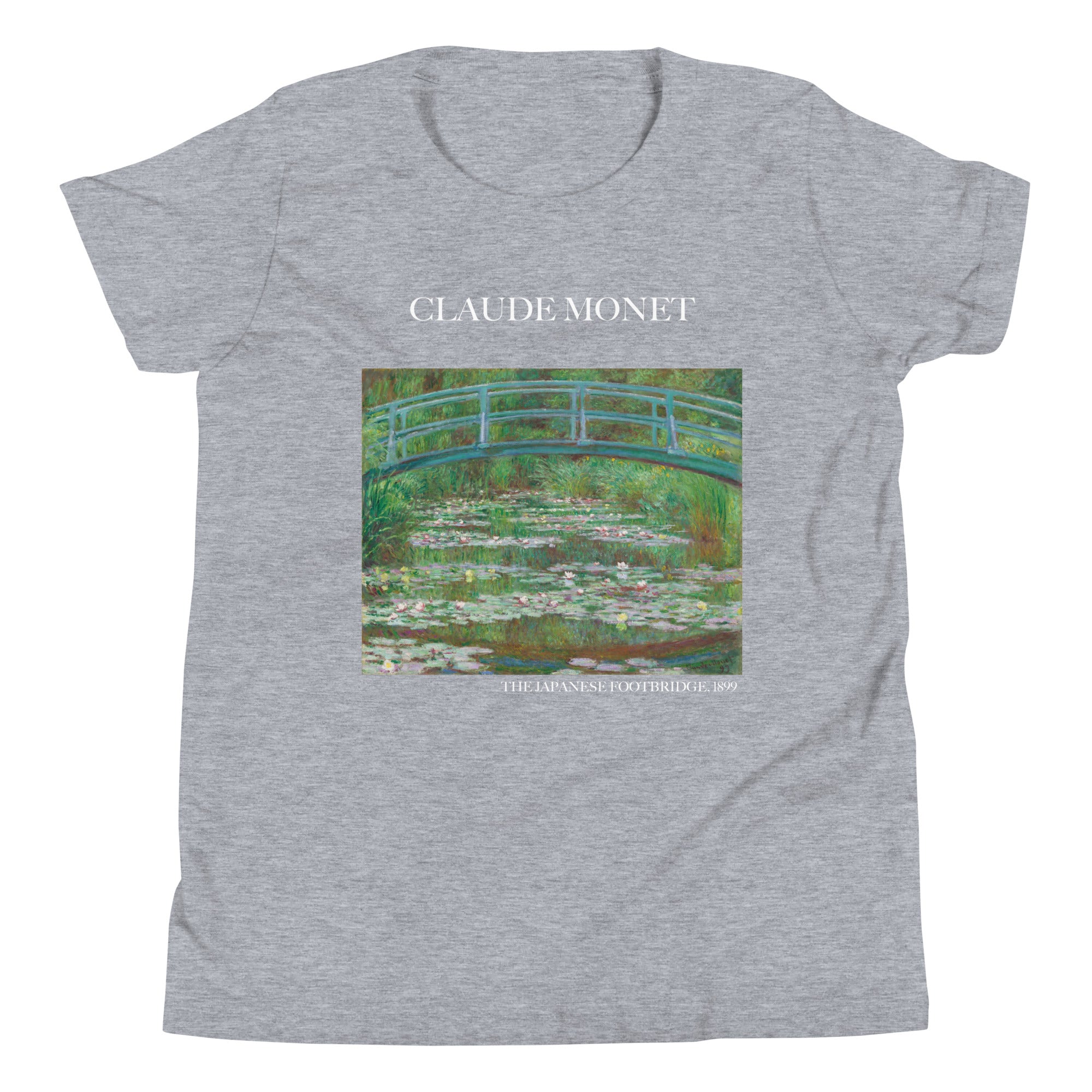 Claude Monet 'The Japanese Footbridge' Famous Painting Short Sleeve T-Shirt | Premium Youth Art Tee