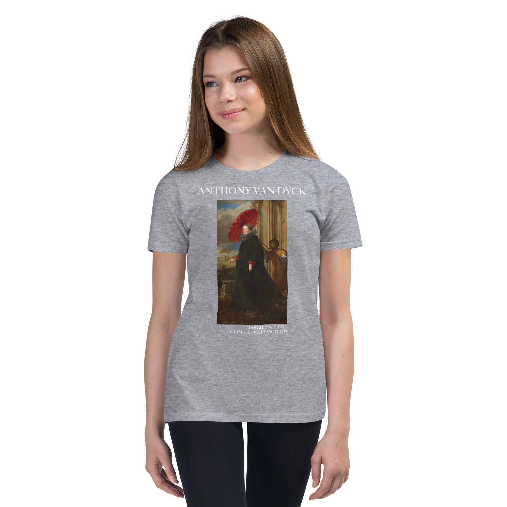 Sir Anthony van Dyck 'Marchesa Elena Grimaldi Cattaneo' Famous Painting Short Sleeve T-Shirt | Premium Youth Art Tee