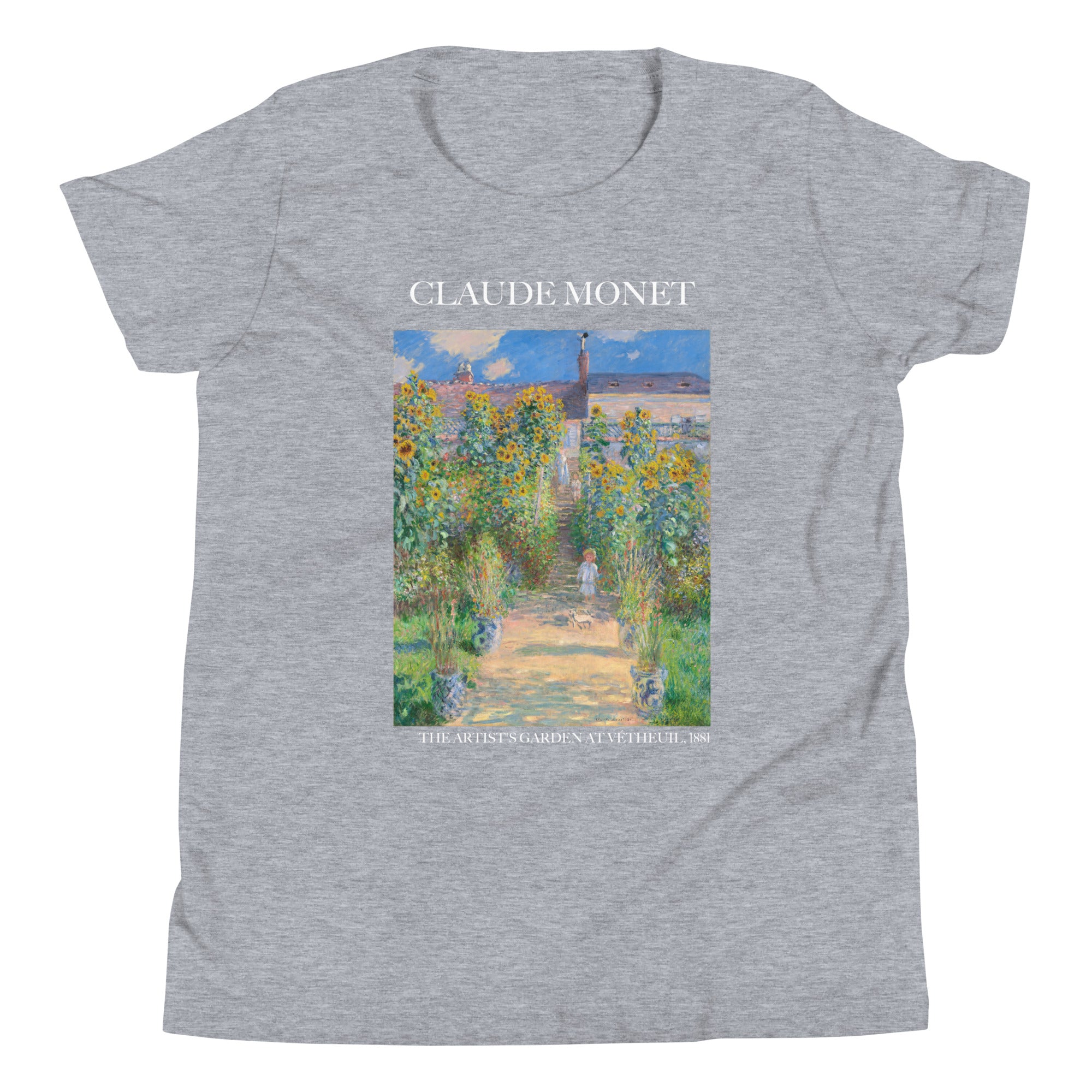 Claude Monet 'The Artist's Garden at Vétheuil' Famous Painting Short Sleeve T-Shirt | Premium Youth Art Tee