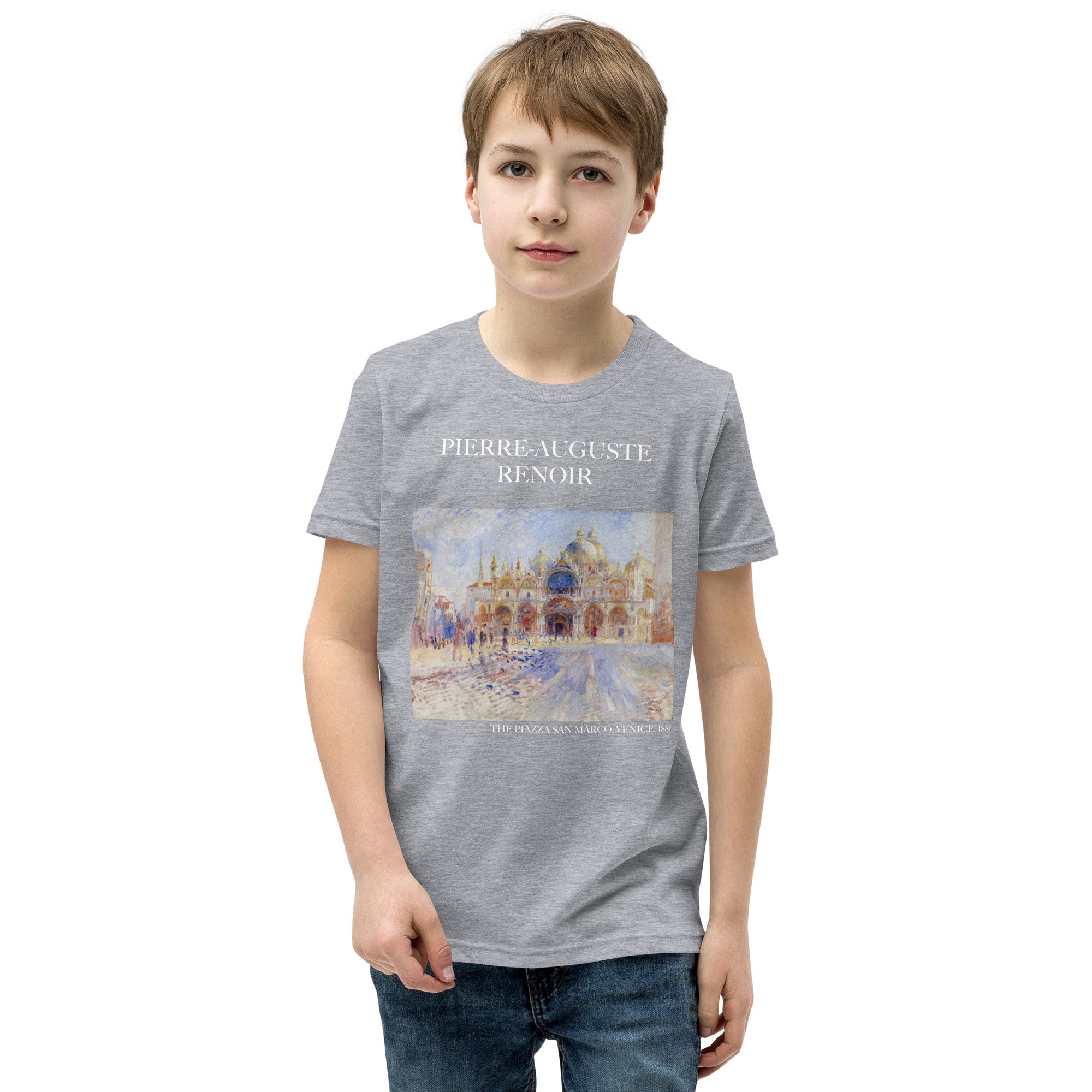 Pierre-Auguste Renoir - Kurzärmeliges T-Shirt mit berühmtem Gemälde „Der Markusplatz in Venedig“ | Premium-Kunst-T-Shirt für Jugendliche