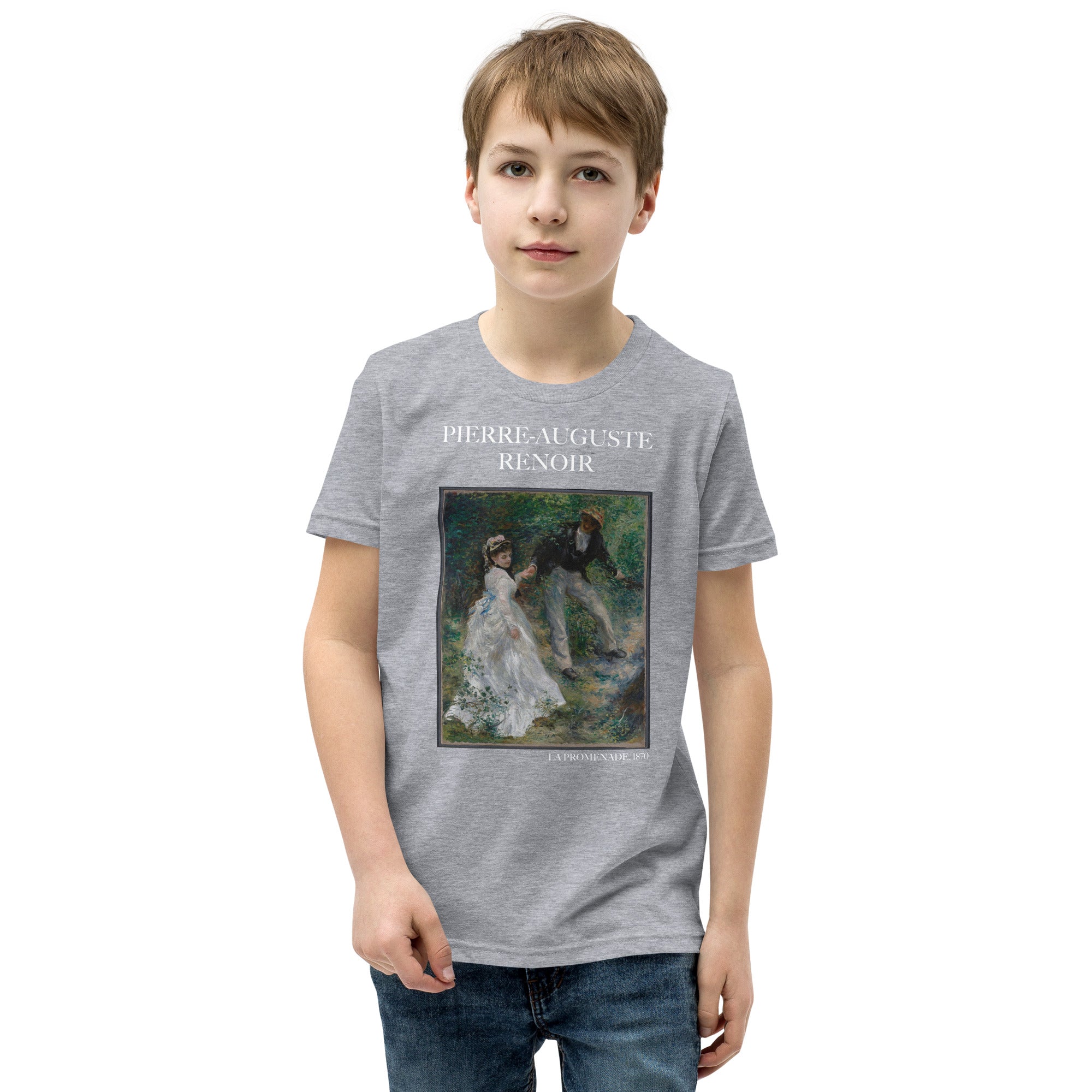 Pierre-Auguste Renoir 'La Promenade' Berühmtes Gemälde Kurzärmeliges T-Shirt | Premium Jugend Kunst T-Shirt