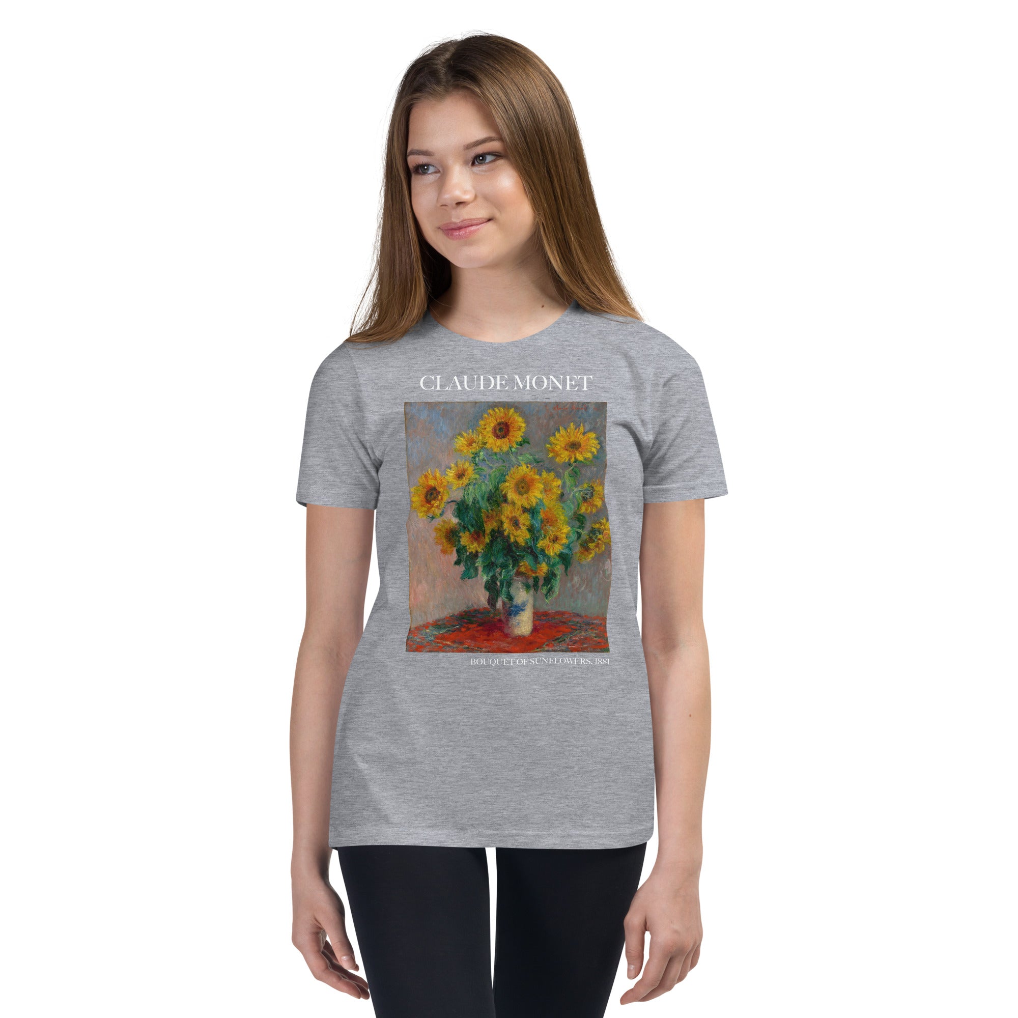 Claude Monet „Sonnenblumenstrauß“, berühmtes Gemälde, kurzärmeliges T-Shirt, Premium-Kunst-T-Shirt für Jugendliche