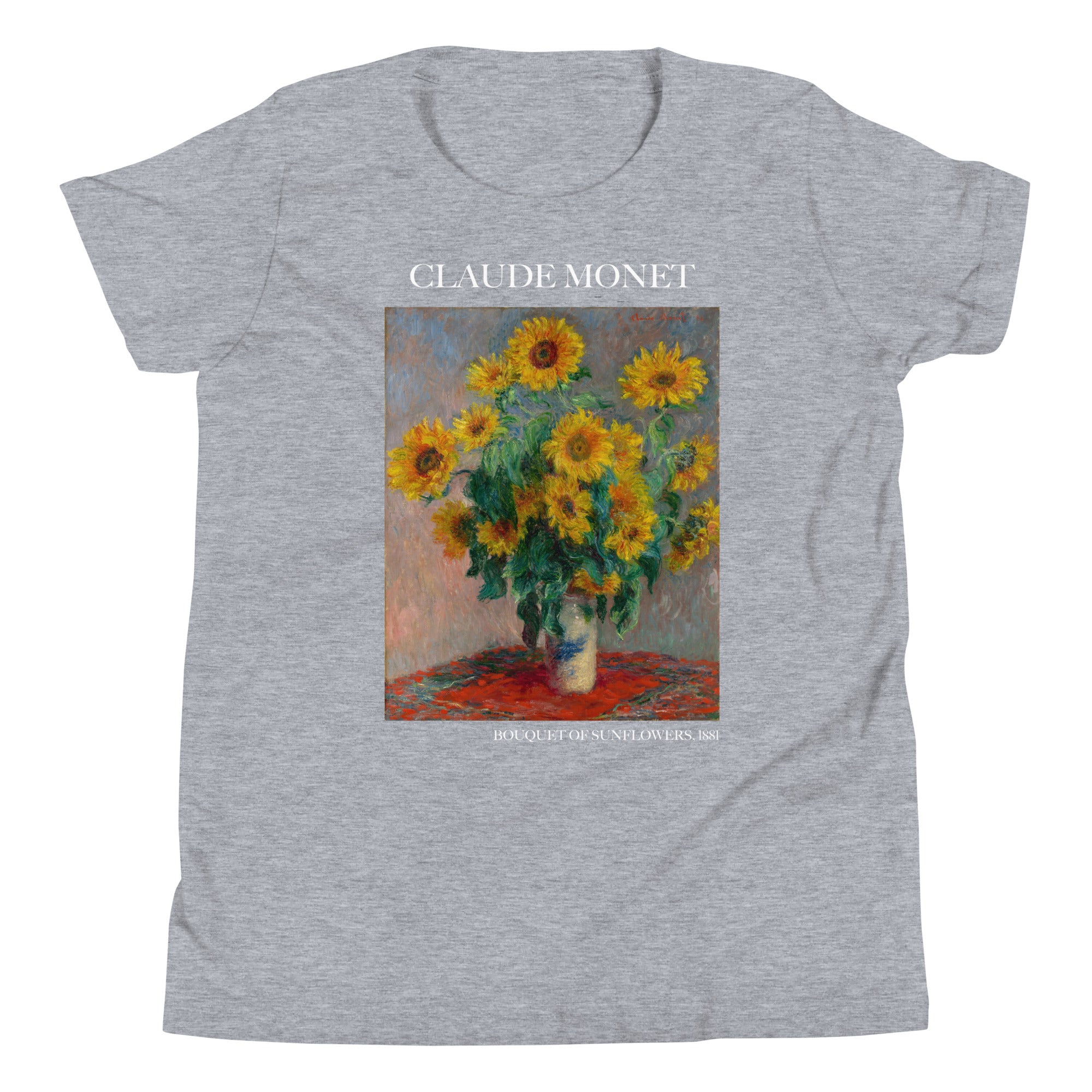 Claude Monet 'Bouquet of Sunflowers' Famous Painting Short Sleeve T-Shirt | Premium Youth Art Tee