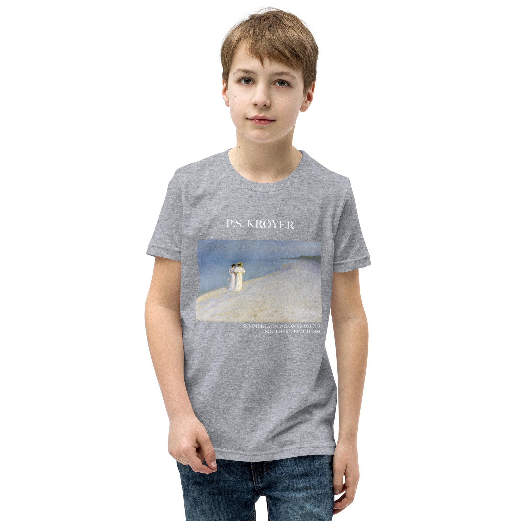 PS Krøyer „Sommerabend am Südstrand von Skagen“, berühmtes Gemälde, kurzärmeliges T-Shirt | Premium-Kunst-T-Shirt für Jugendliche